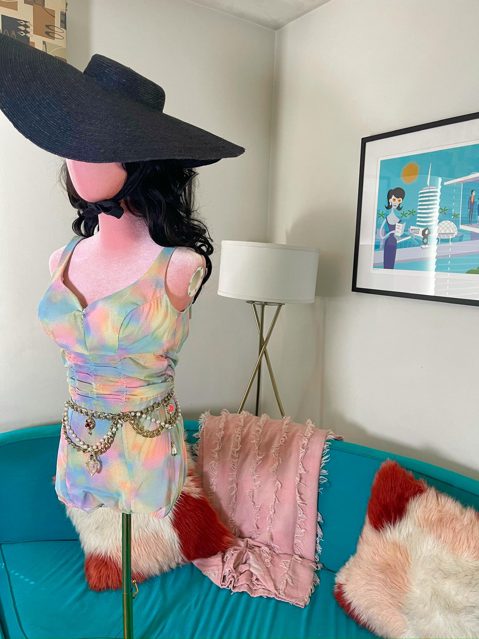 Vintage 50s Rose Marie-Reid Pastel Rainbow Swimsuit - Best Fits Size XS-M