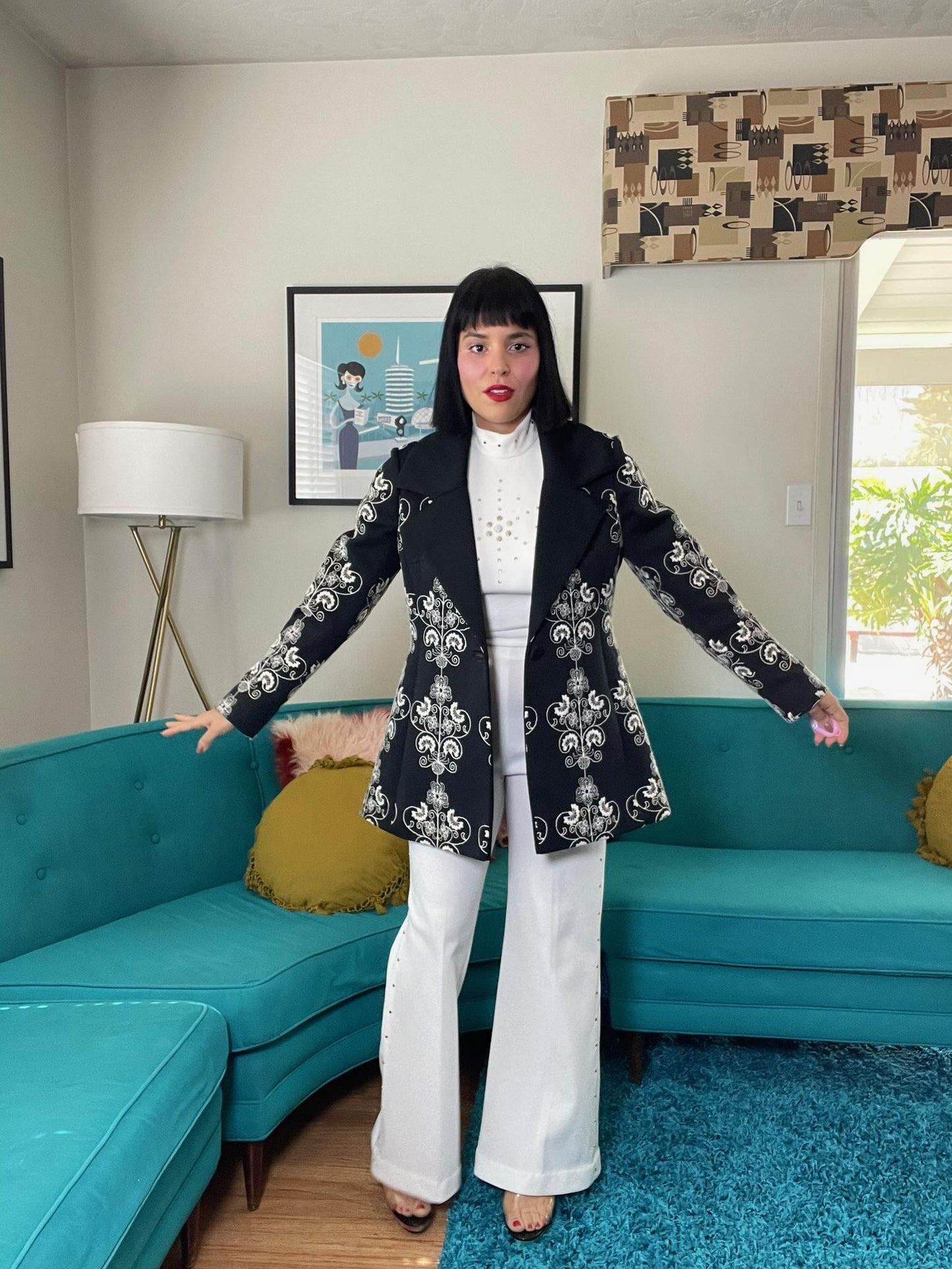 Vintage 60s 70s "Lilli Ann" Black & White Blazer Jacket - Fits Most Sizes