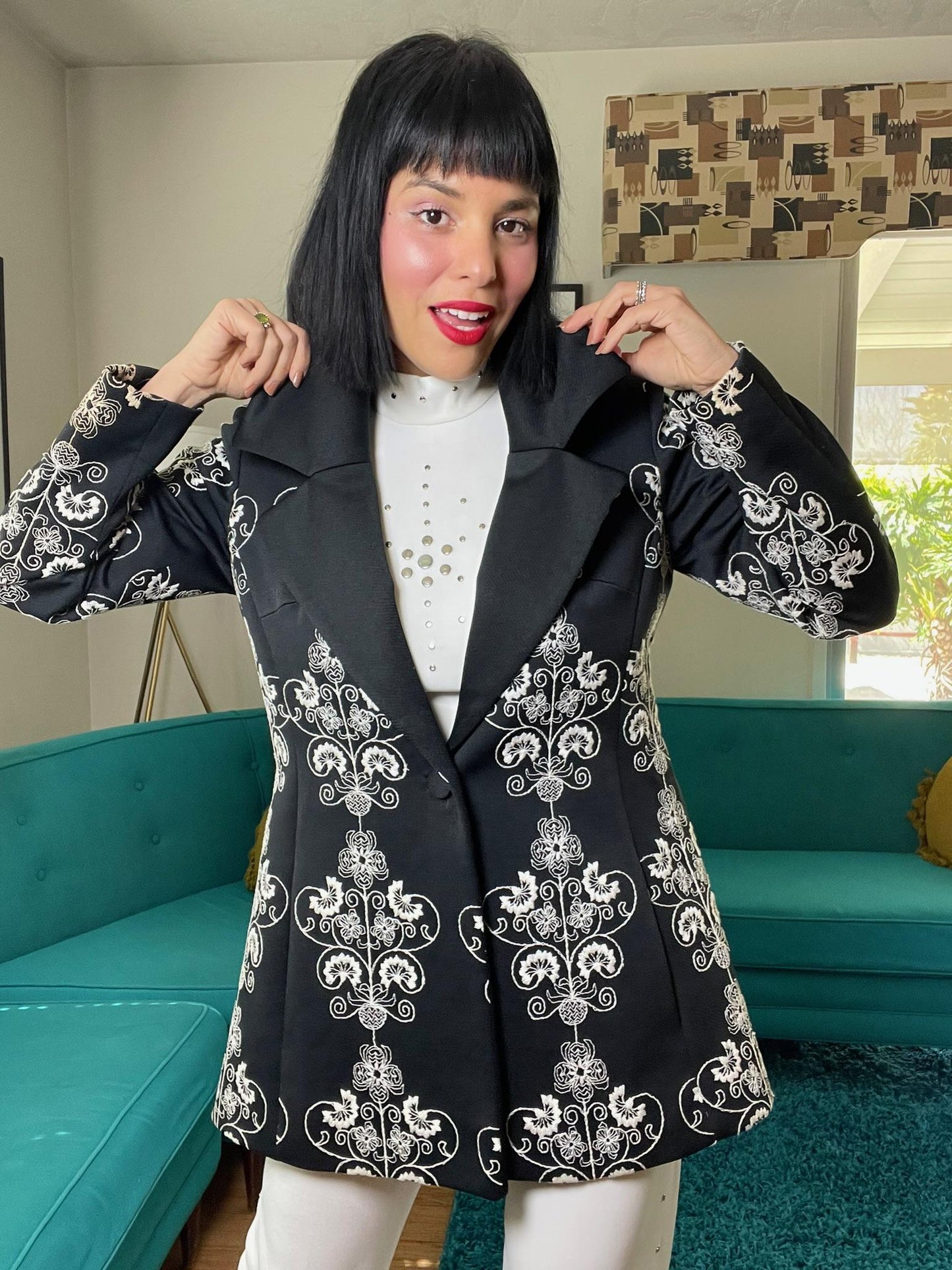 Vintage 60s 70s "Lilli Ann" Black & White Blazer Jacket - Fits Most Sizes