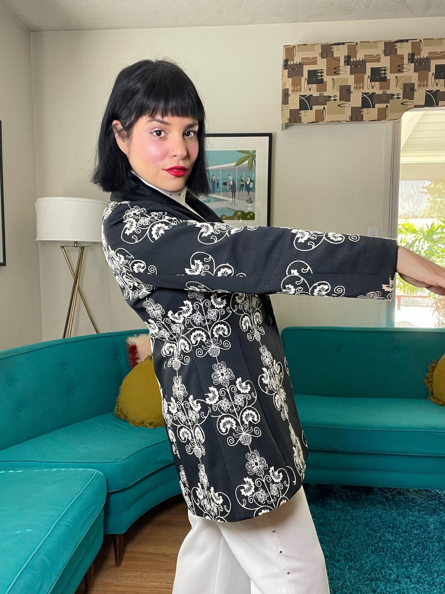 Vintage 60s 70s "Lilli Ann" Black & White Blazer Jacket - Fits Most Sizes