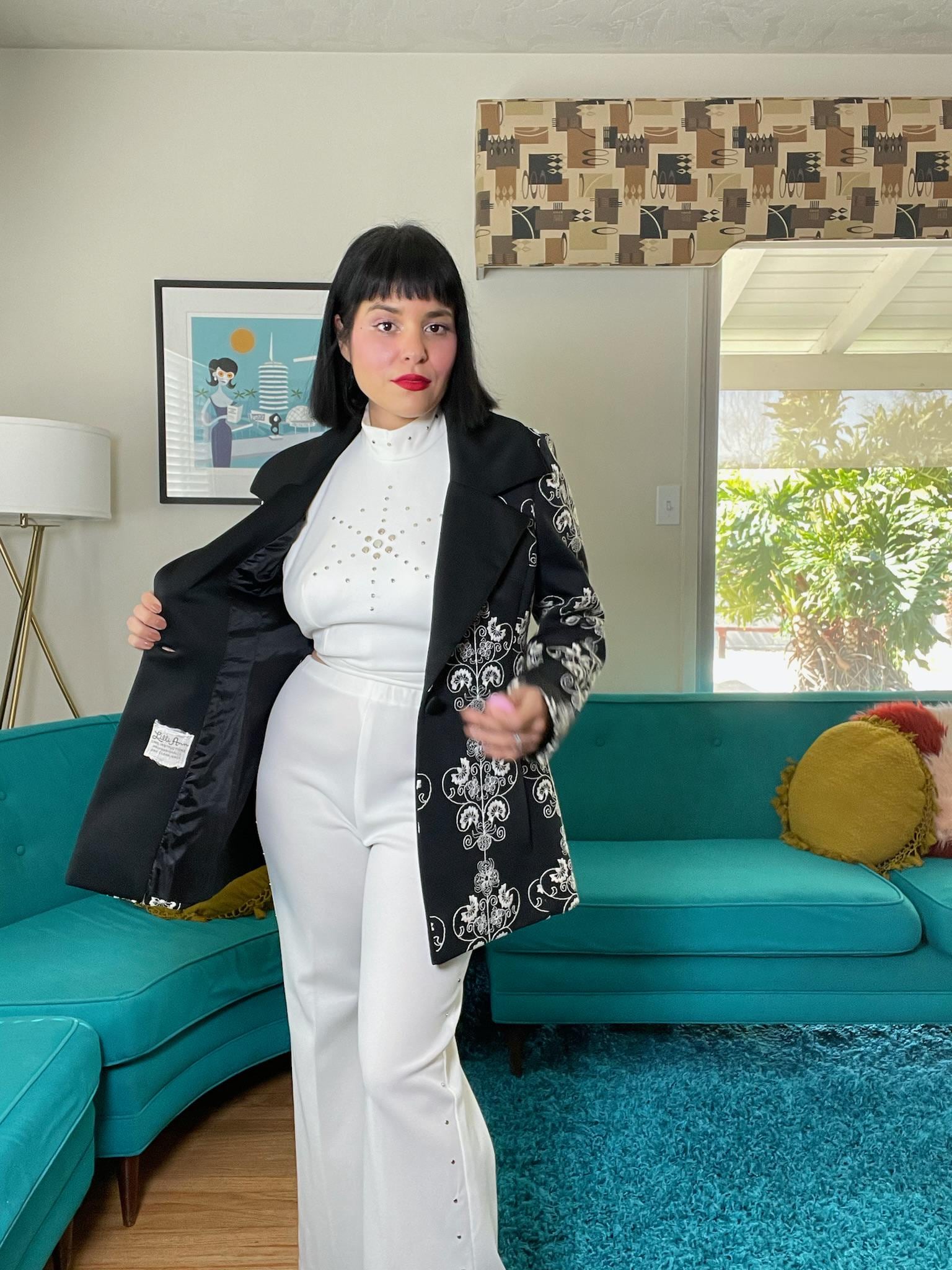 Vintage 60s 70s "Lilli Ann" Black & White Blazer Jacket - Fits Most Sizes