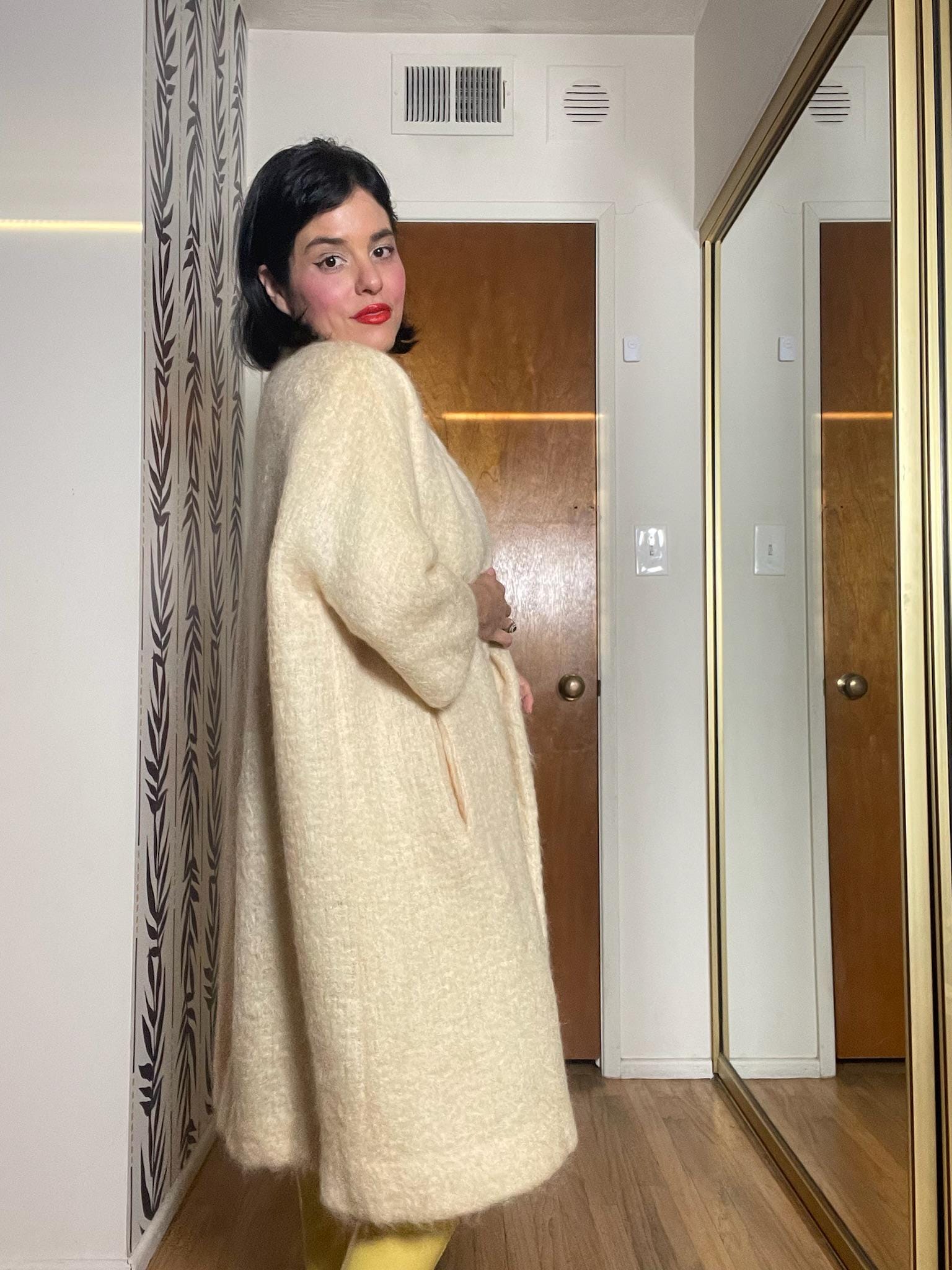 Vintage 60s "Adele California" Mohair Creme Colored Coat