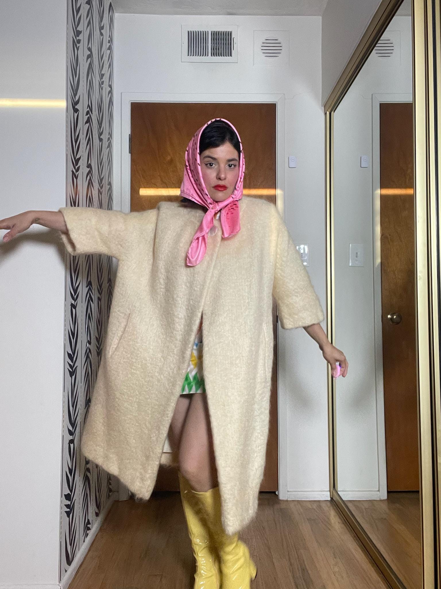 Vintage 60s "Adele California" Mohair Creme Colored Coat