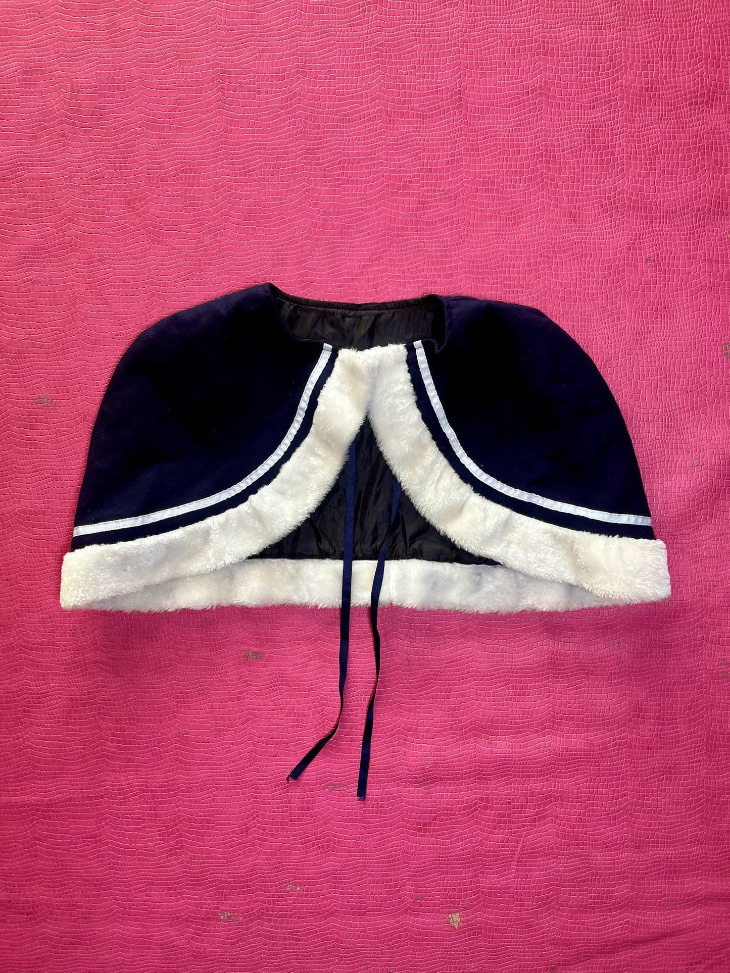 Vintage 80s 90s Navy Blue Fleece Cape