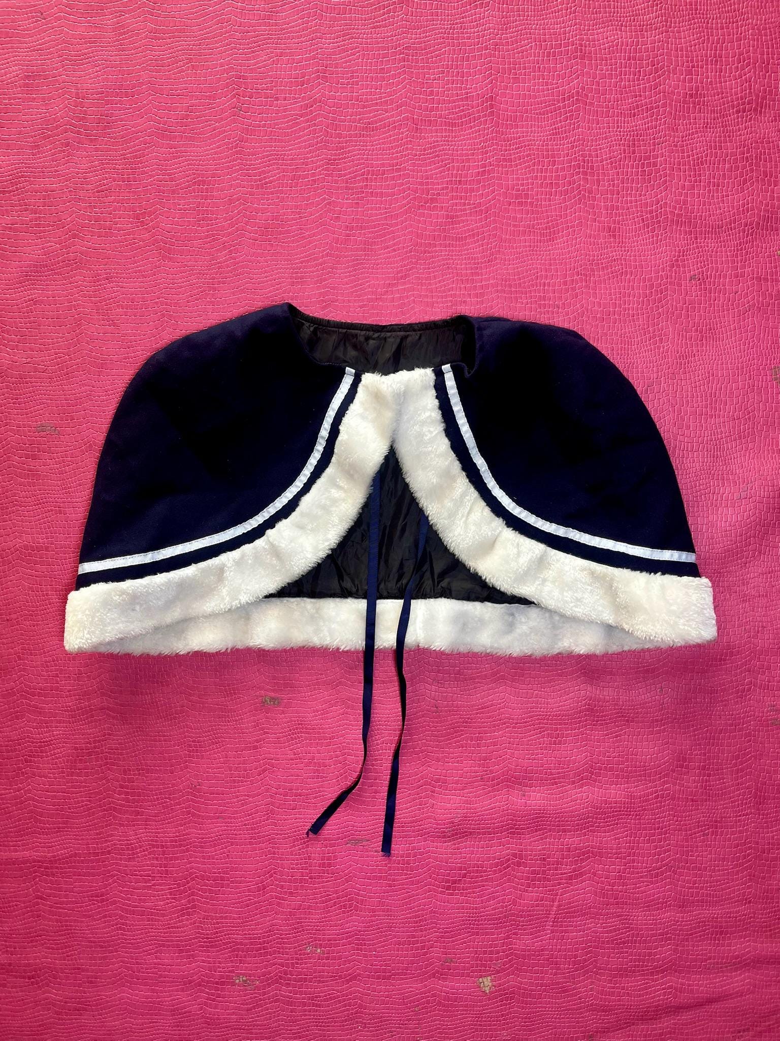 Vintage 80s 90s Navy Blue Fleece Cape