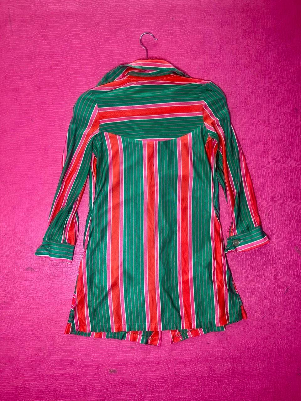 Vintage 60s 70s Striped Shirt Dress - Best Fits XS-S