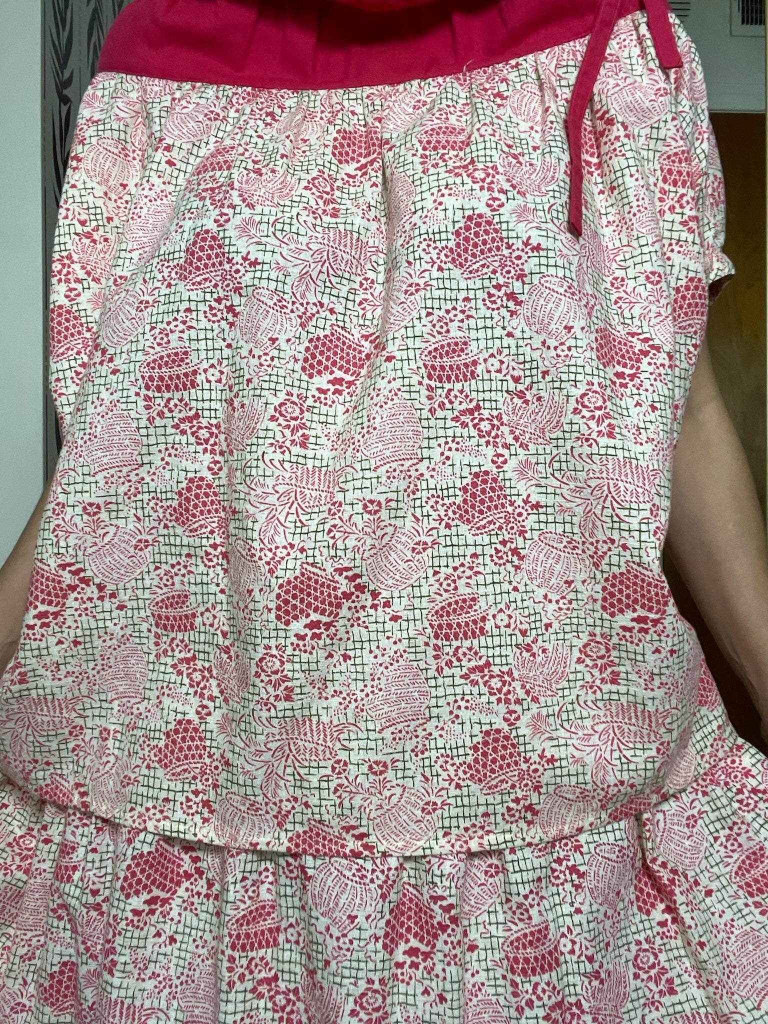 Vintage 50s 60s "Anastasia" Basket Print Skirt Set - Best Fits Size XS-S