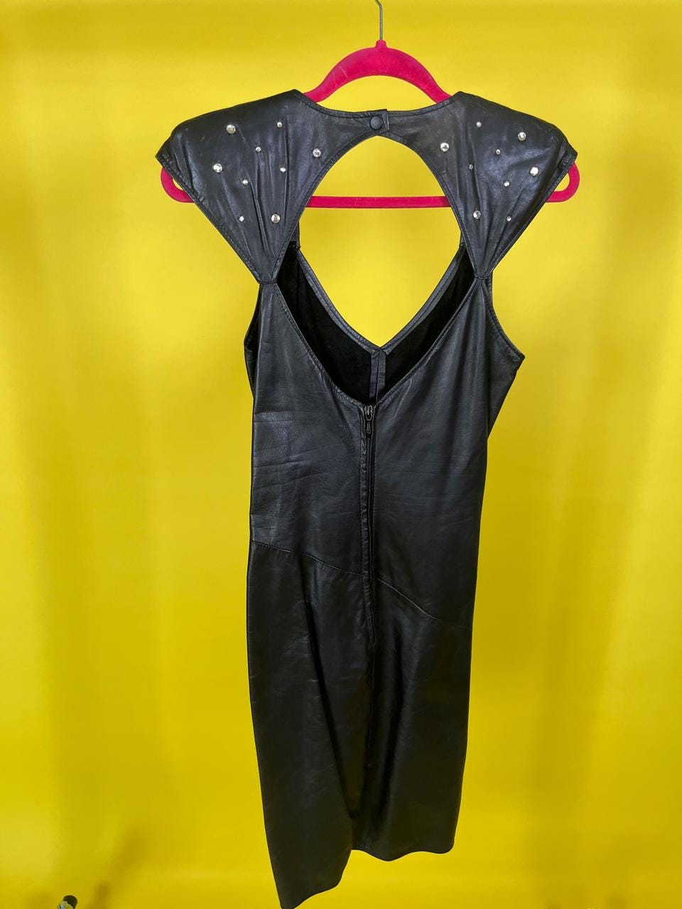 Vintage 90s "Climax" Black Leather Dress - Fits Size XS-S