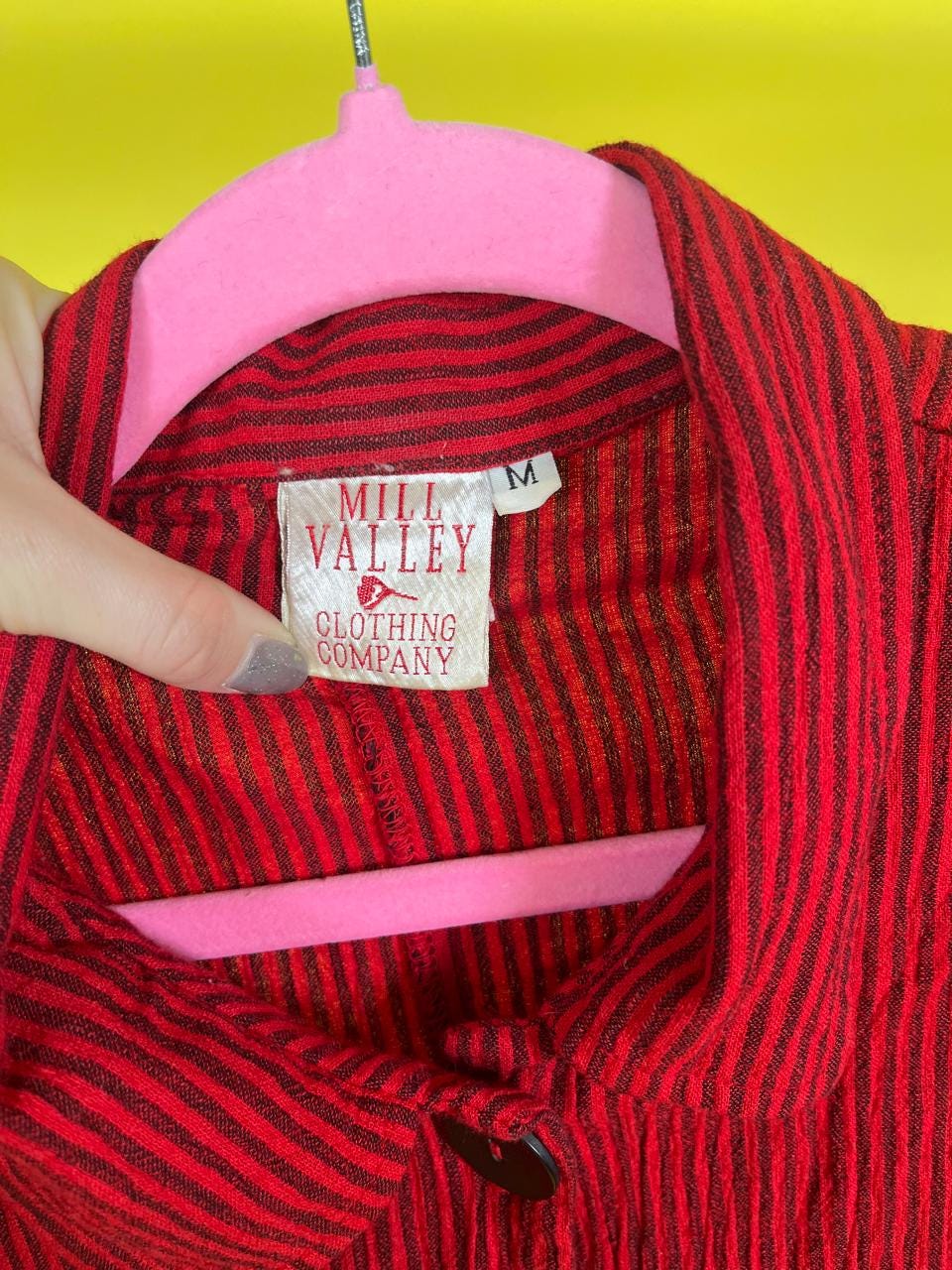 Vintage 80s Red Striped Scarf Blouse - Fits Most Sizes