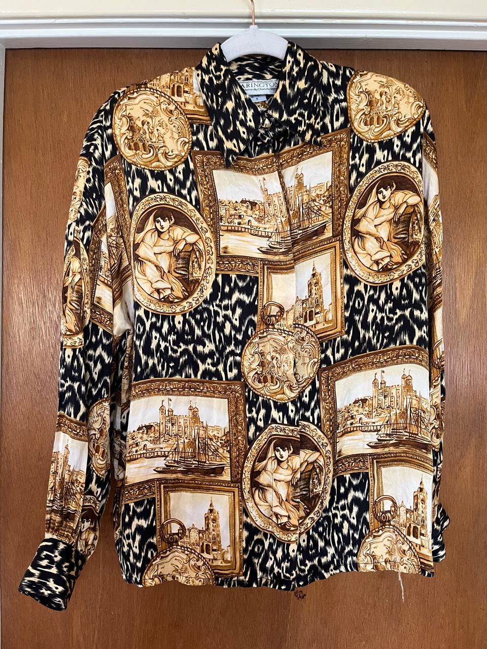 Vintage 80s Framed Art Print Blouse - Best Fits Size XS-M, Possibly L