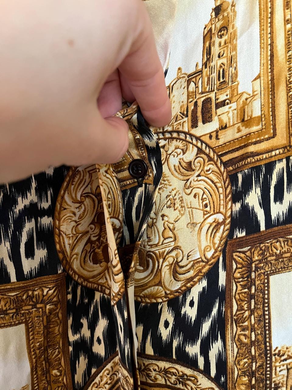 Vintage 80s Framed Art Print Blouse - Best Fits Size XS-M, Possibly L