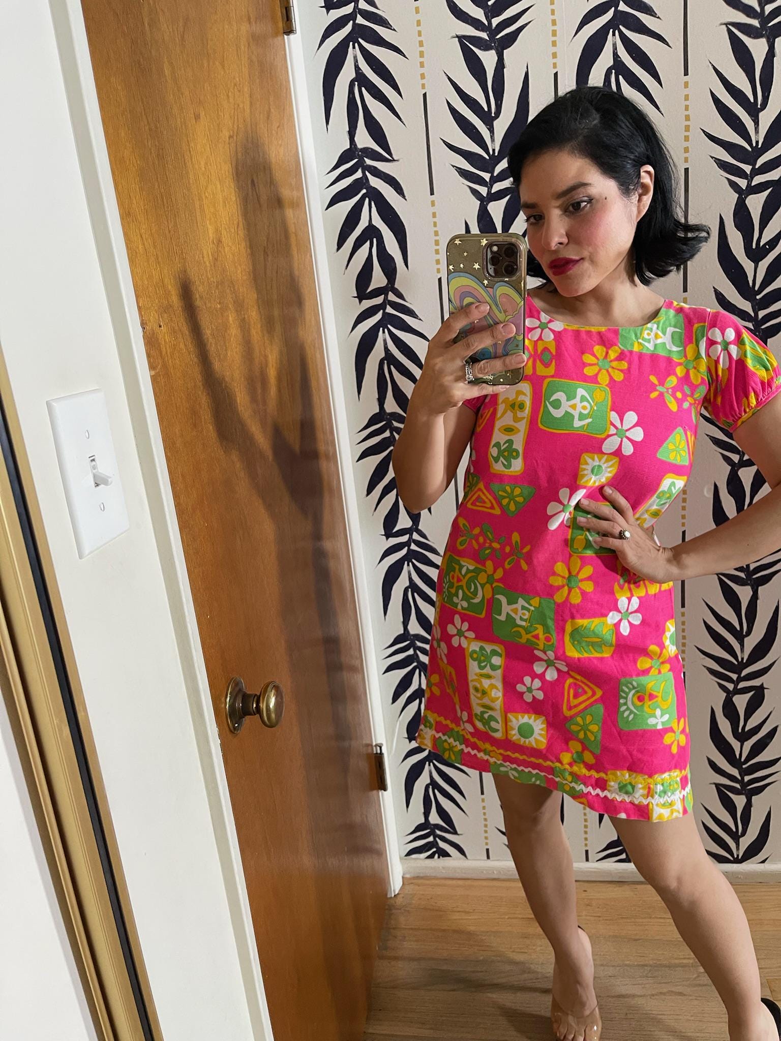 Vintage 60s "Young Hawaii Honolulu" Neon Pink Dress - Best Fits Size XS-L