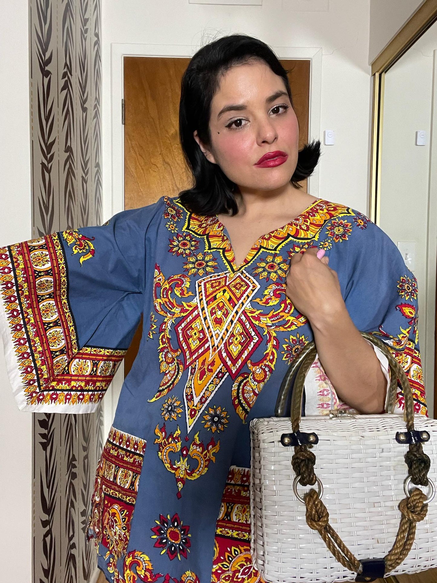 Vintage 60s 70s Phoenix Tunic Mini Dress - Best Fits Size XS-L