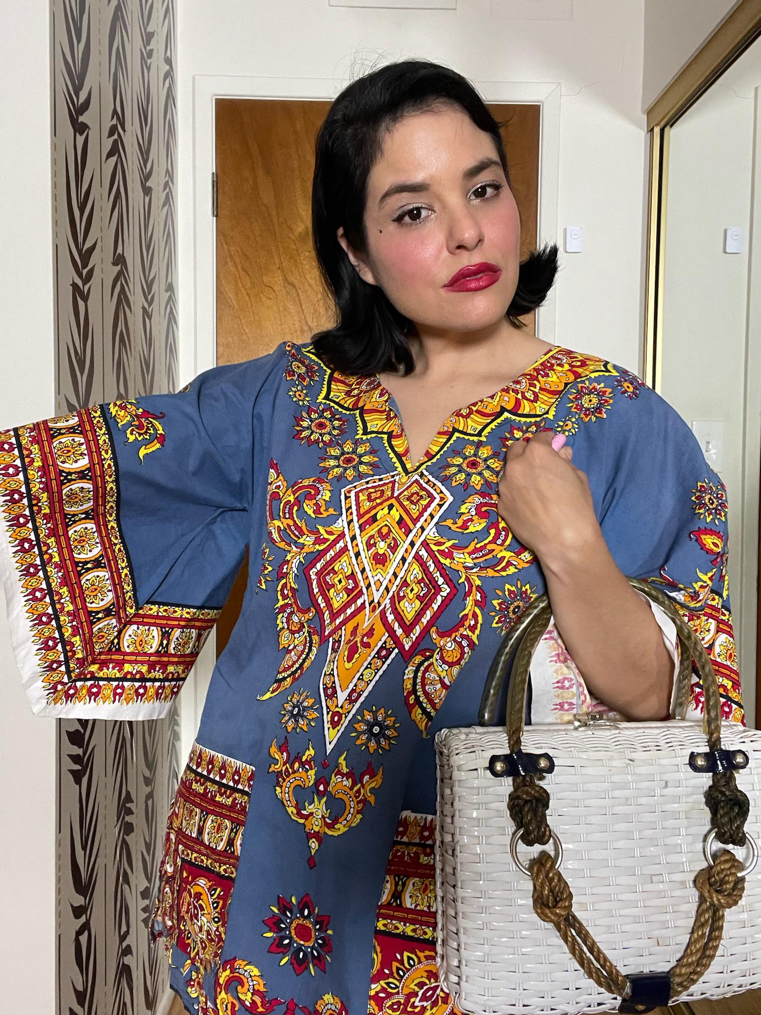 Vintage 60s 70s Phoenix Tunic Mini Dress - Best Fits Size XS-L