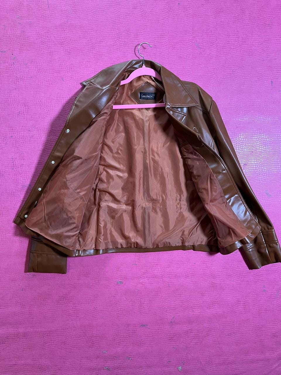 Vintage 80s Brown Faux Leather Jacket - Fits Size XS-L
