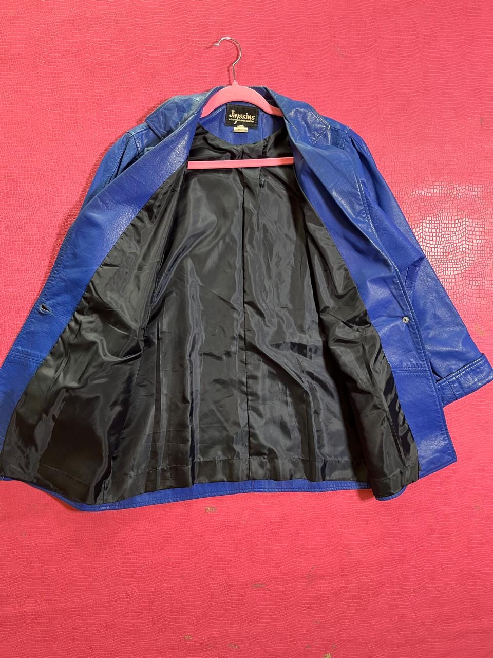 Vintage 80s "Jayskins" Blue Leather Jacket - Fits Most Sizes