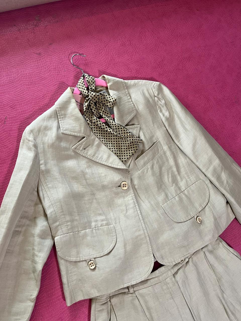 Vintage 80s "Sonia Rykiel" Beige Pant Suit - Best Fits Size XS-M