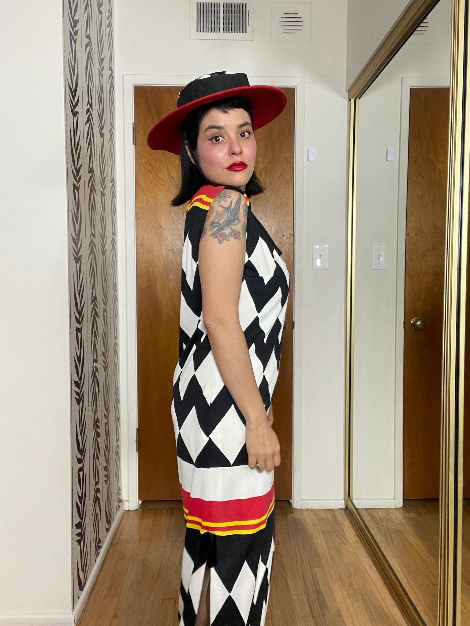 Vintage 70s 80s Jester-esque Maxi Dress - Best Fits Size M-L