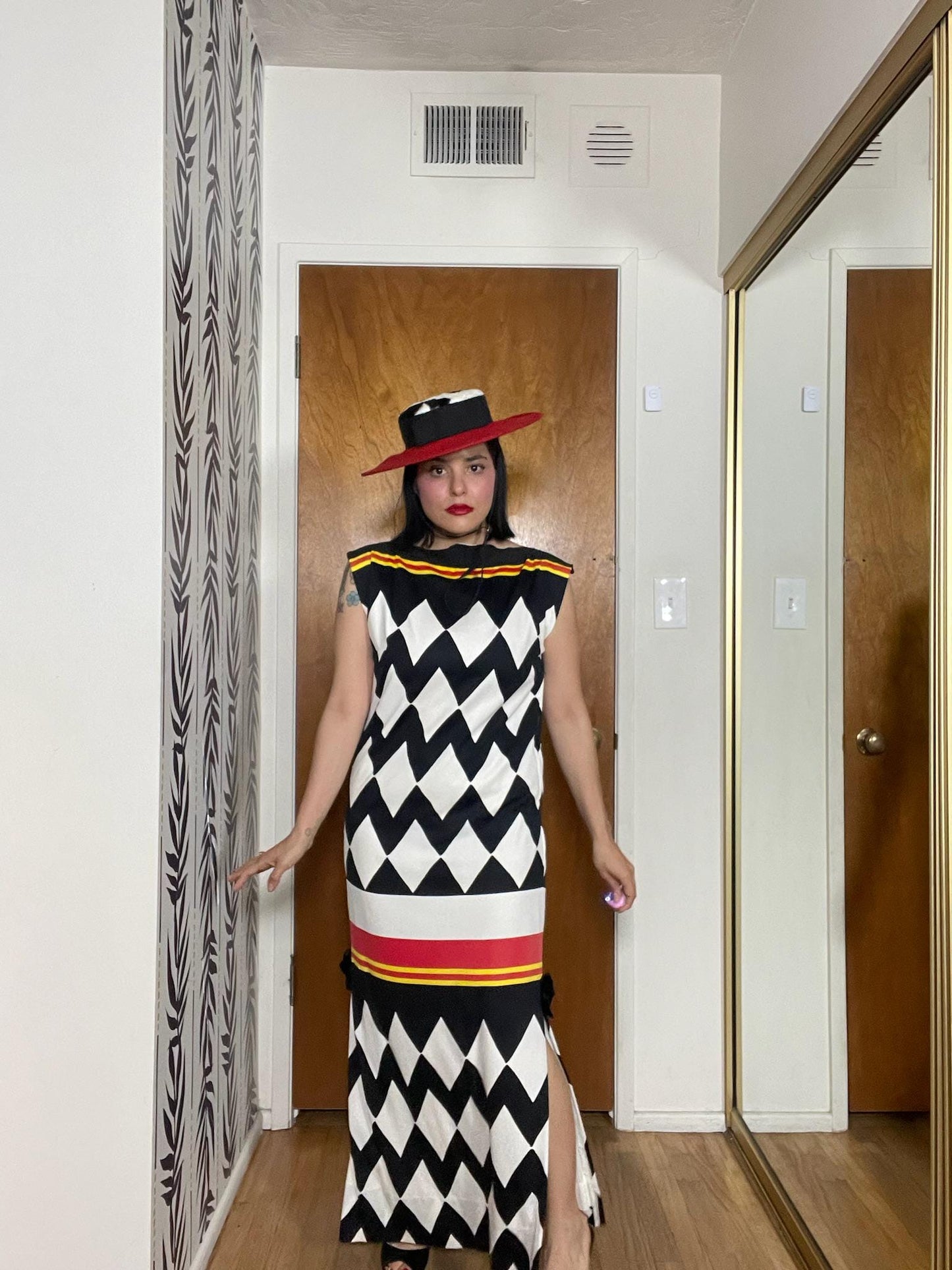 Vintage 70s 80s Jester-esque Maxi Dress - Best Fits Size M-L