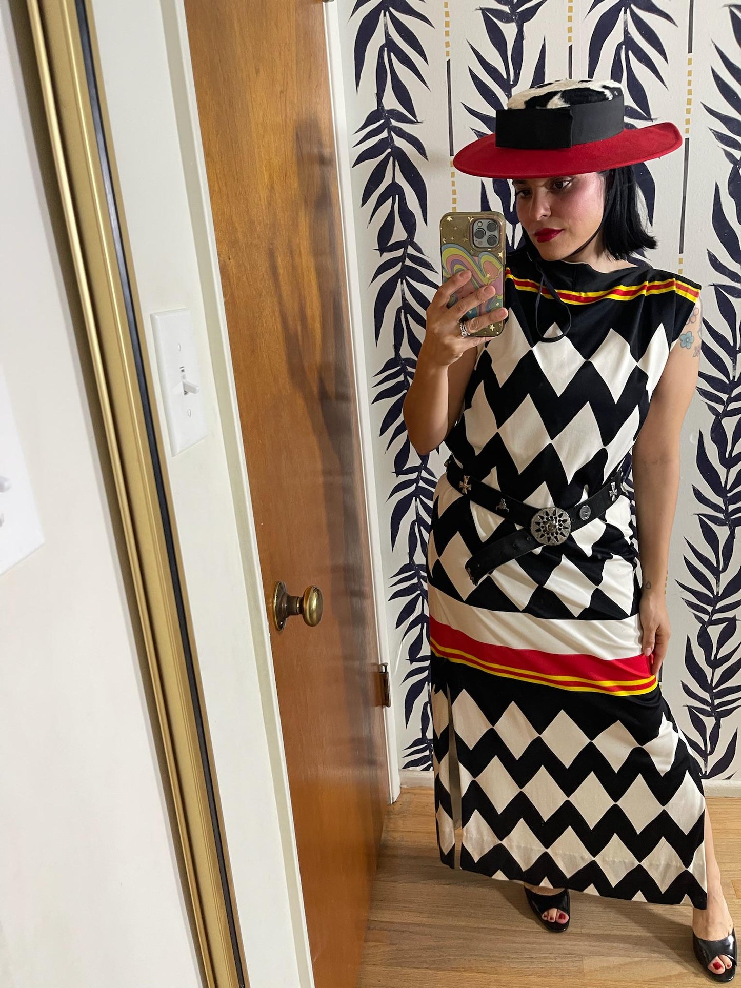 Vintage 70s 80s Jester-esque Maxi Dress - Best Fits Size M-L