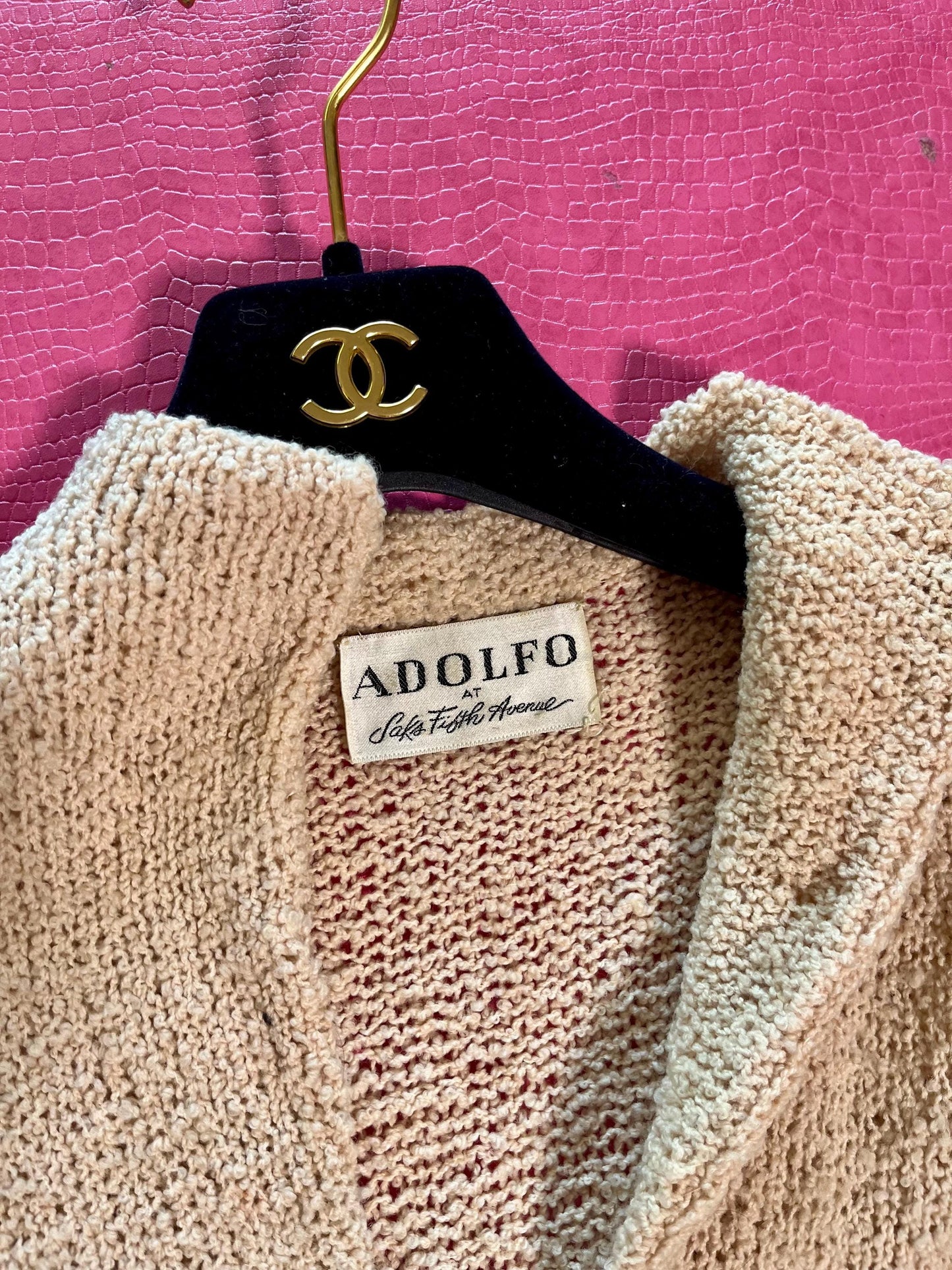 Vintage 60s "Adolfo for Saks Fifth Avenue" Oatmeal Knit Dress - Best Fits Size S-L, Possible XL