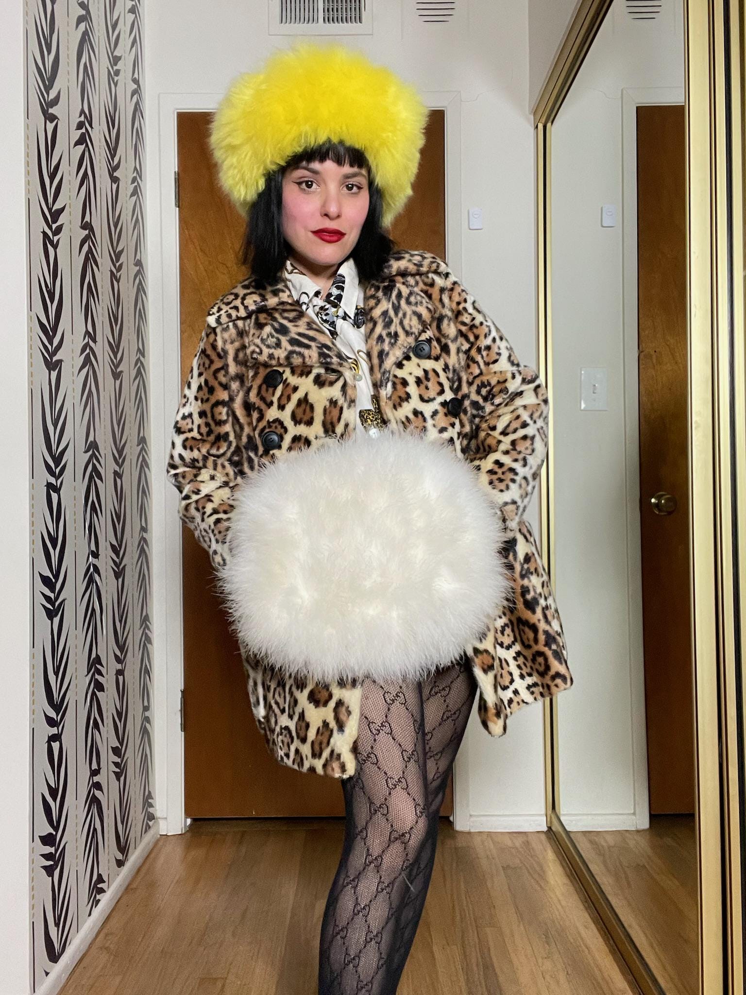 Vintage 50s 60s Dead Stock White Marabou Feather Hand Muffler