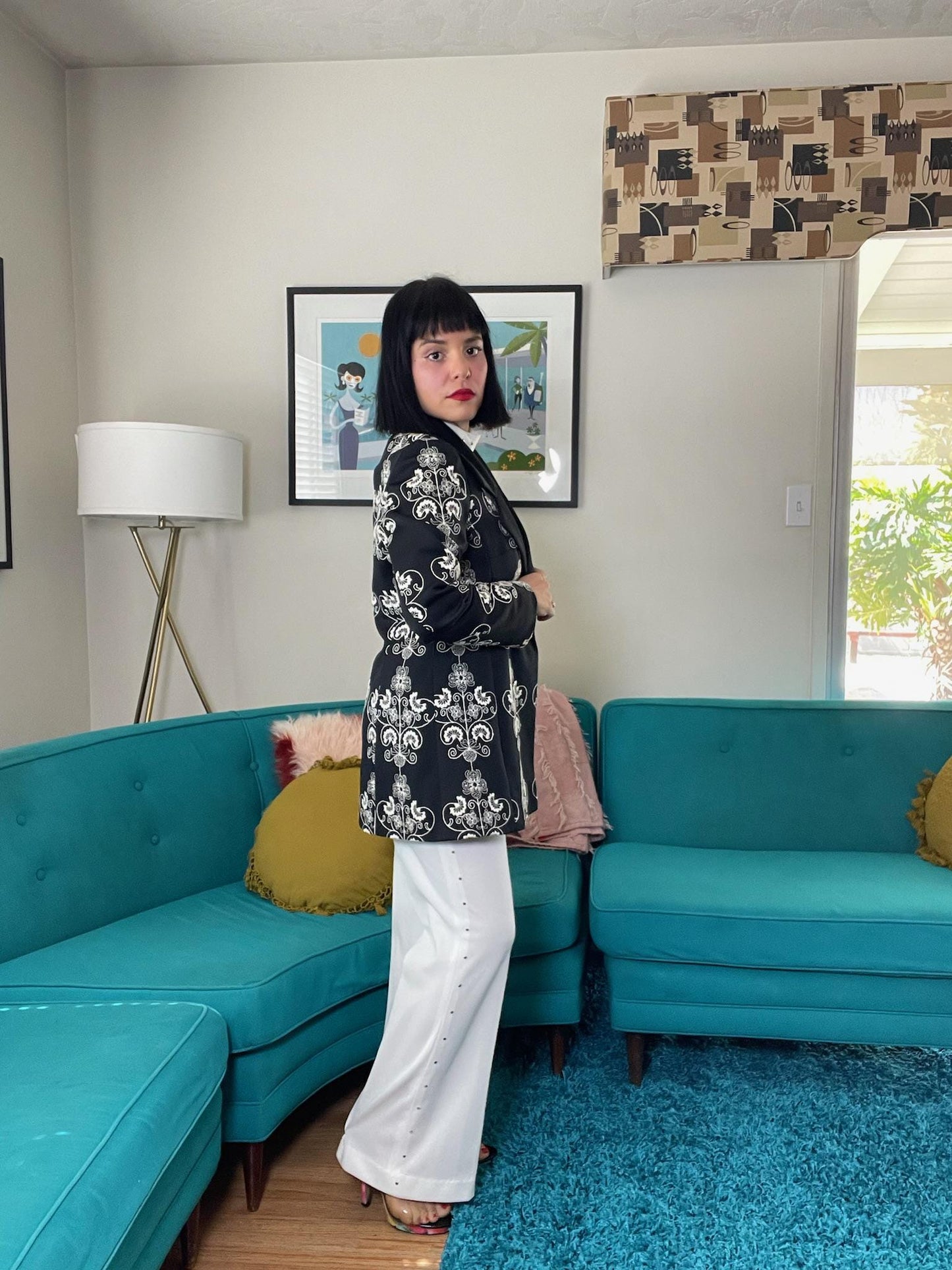 Vintage 60s 70s "Lilli Ann" Black & White Blazer Jacket - Fits Most Sizes