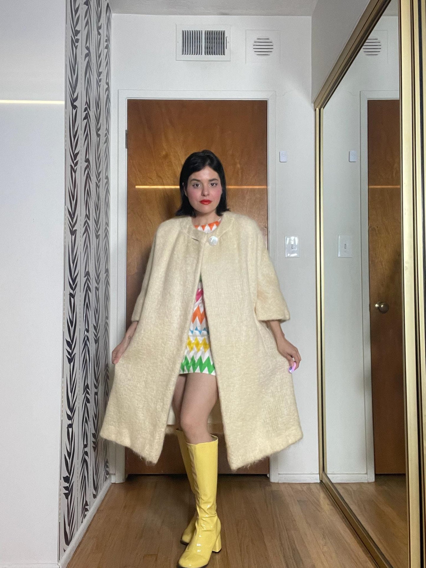 Vintage 60s "Adele California" Mohair Creme Colored Coat