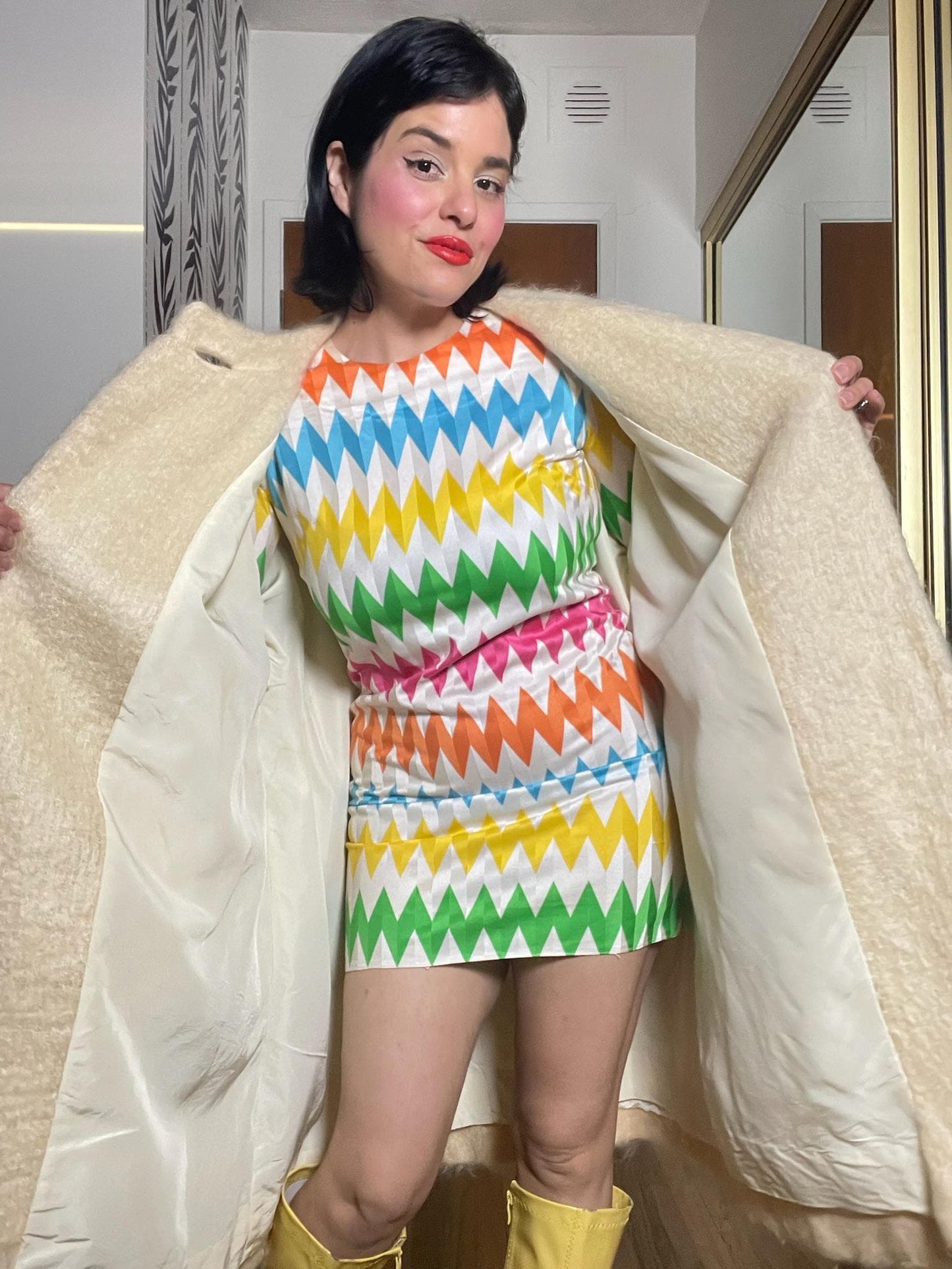 Vintage 60s "Adele California" Mohair Creme Colored Coat