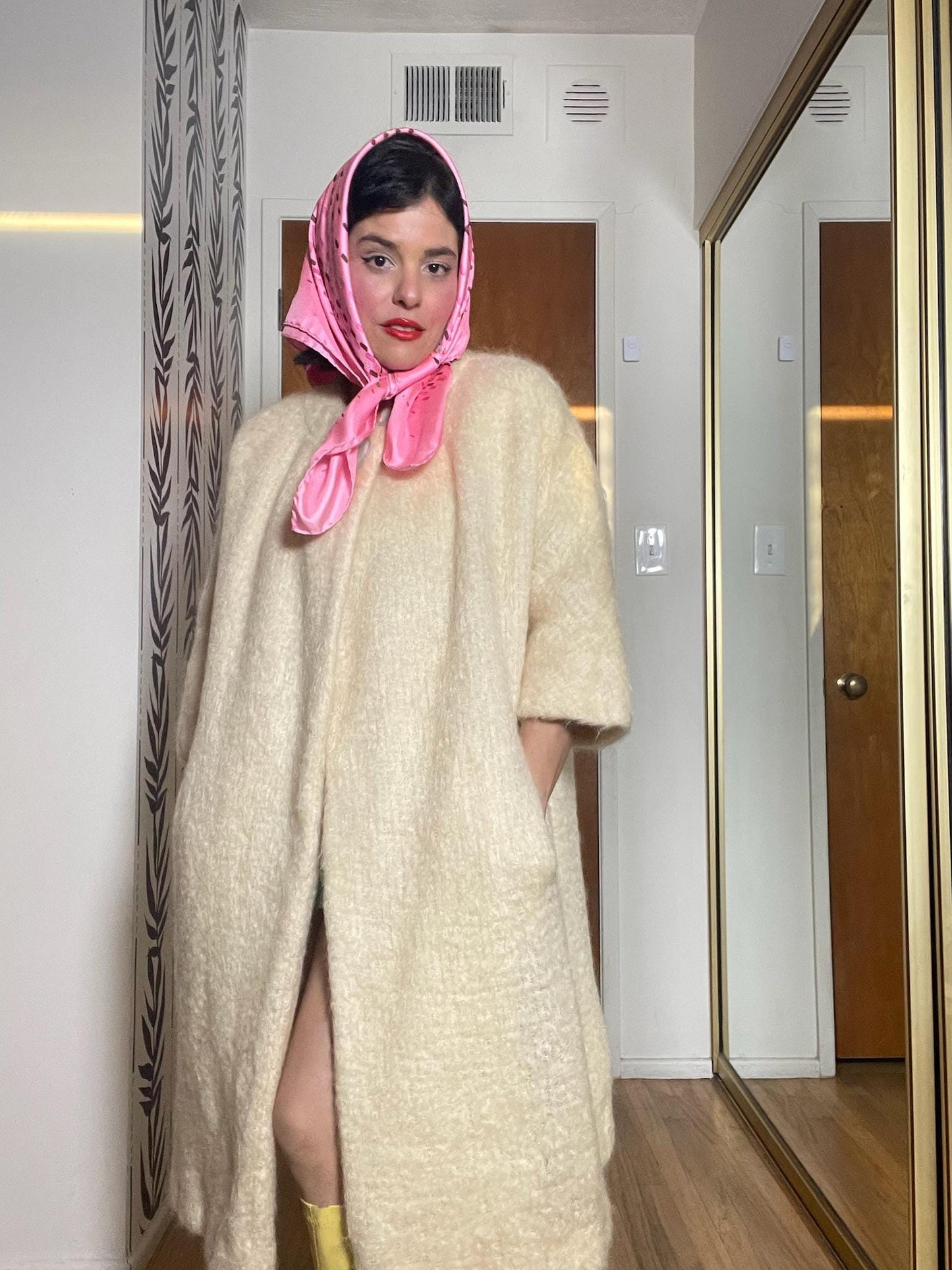 Vintage 60s "Adele California" Mohair Creme Colored Coat