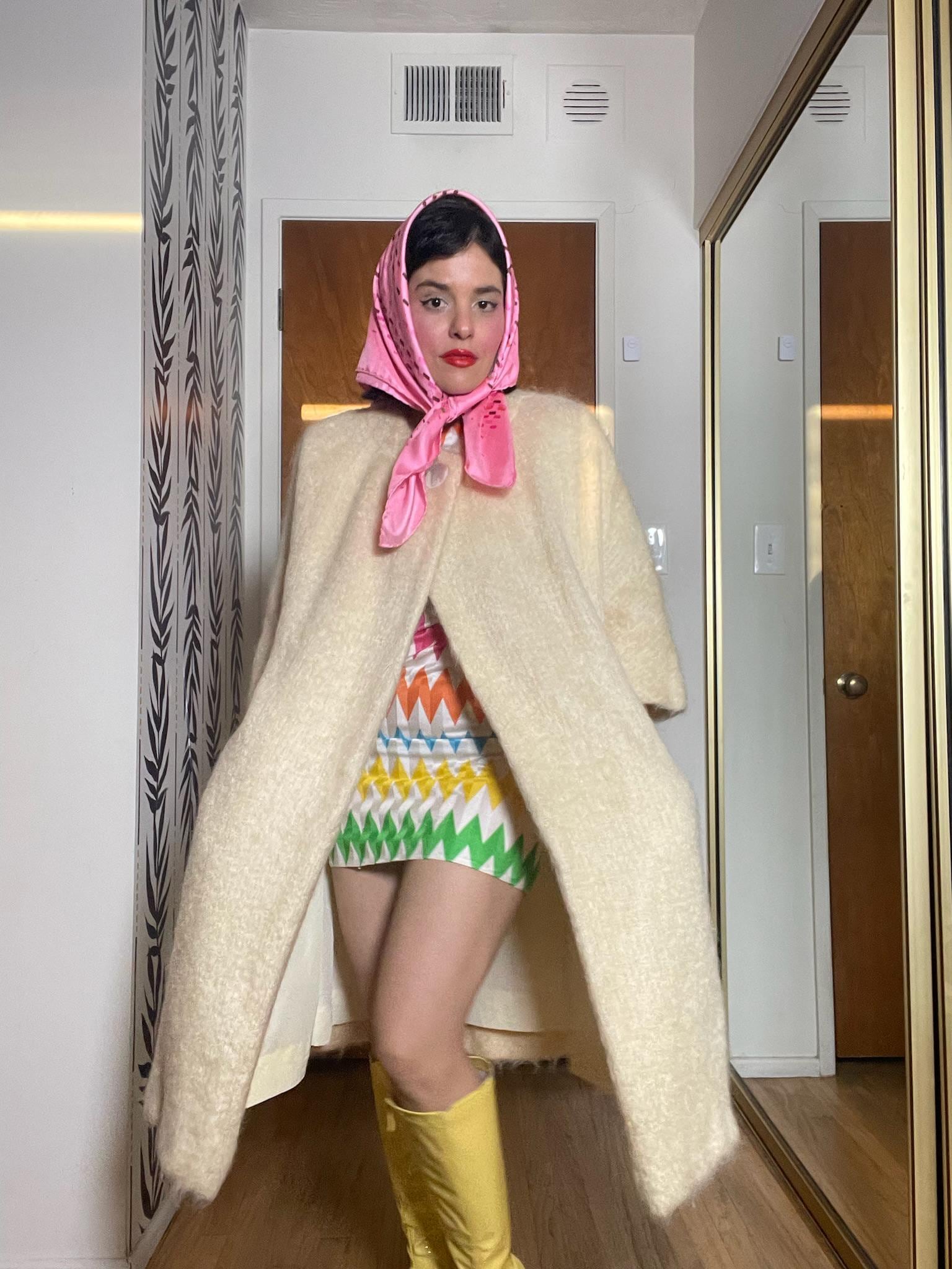 Vintage 60s "Adele California" Mohair Creme Colored Coat