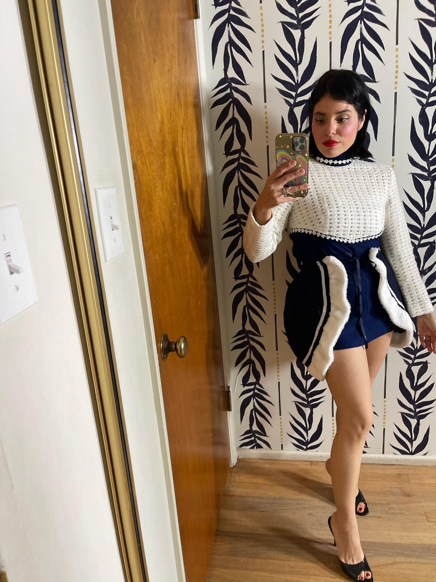 Vintage 80s 90s Navy Blue Fleece Cape