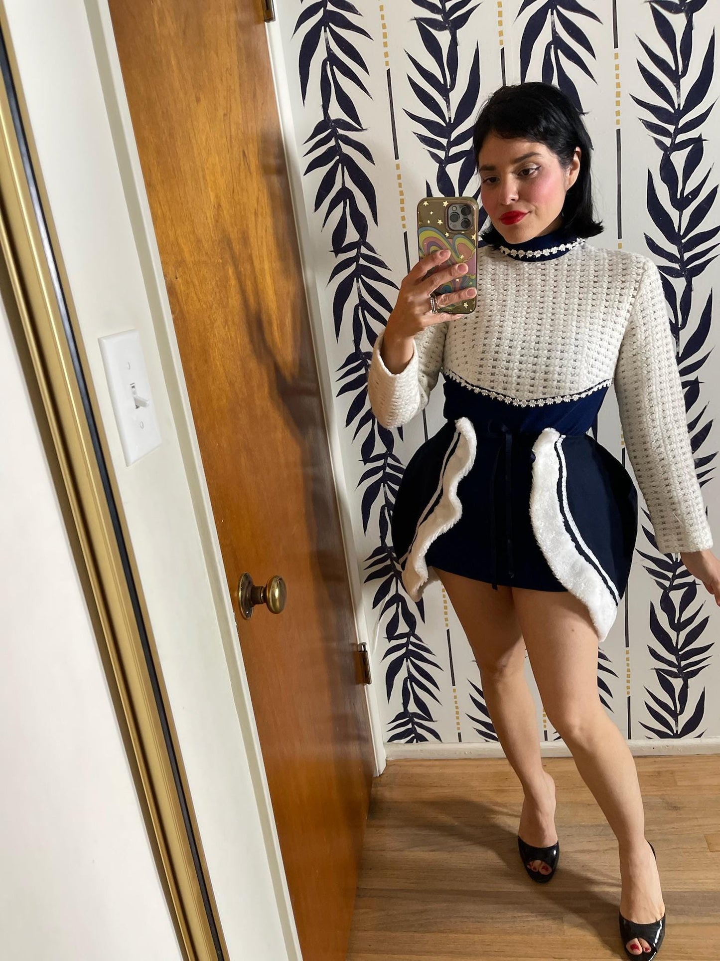 Vintage 80s 90s Navy Blue Fleece Cape