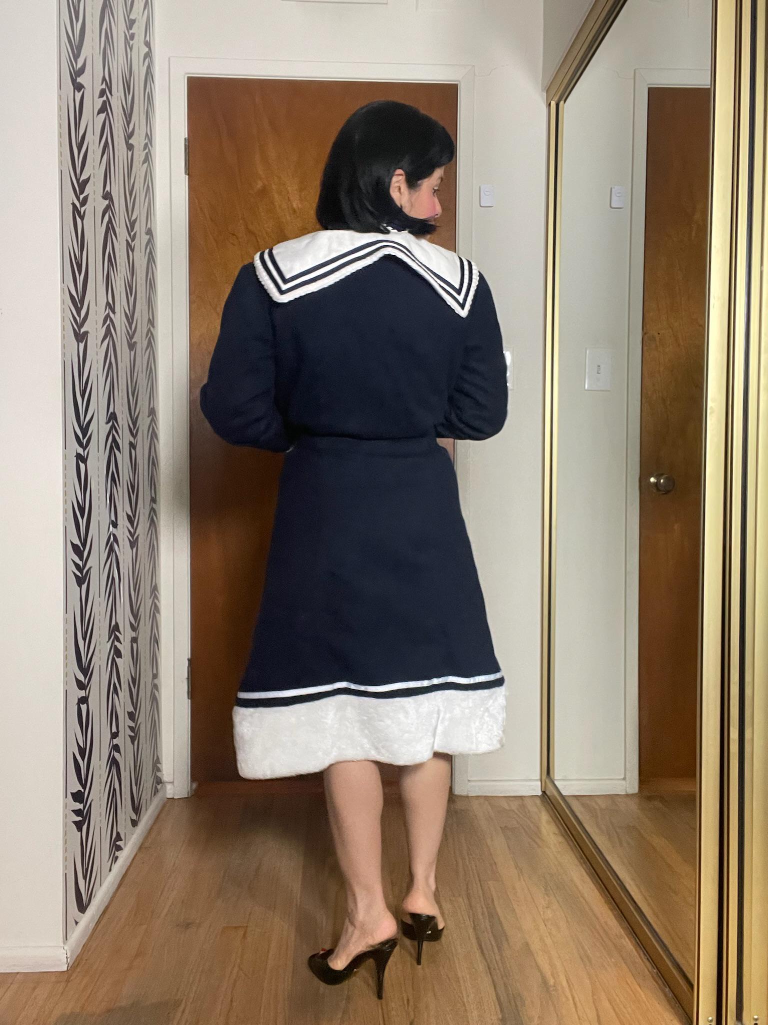 Vintage 80s 90s Navy Blue Fleece Coat - Best Fits Size S-M, Possibly L