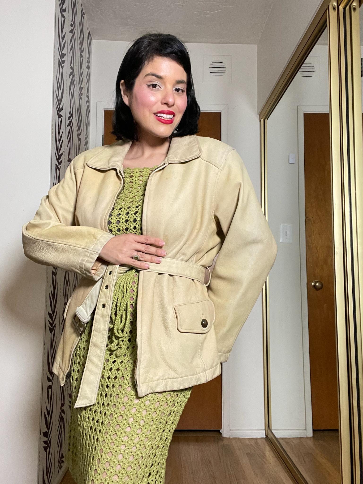 Vintage 80s 90s Buttery Leather Creme Distressed Jacket - Best Fits Up to Size L