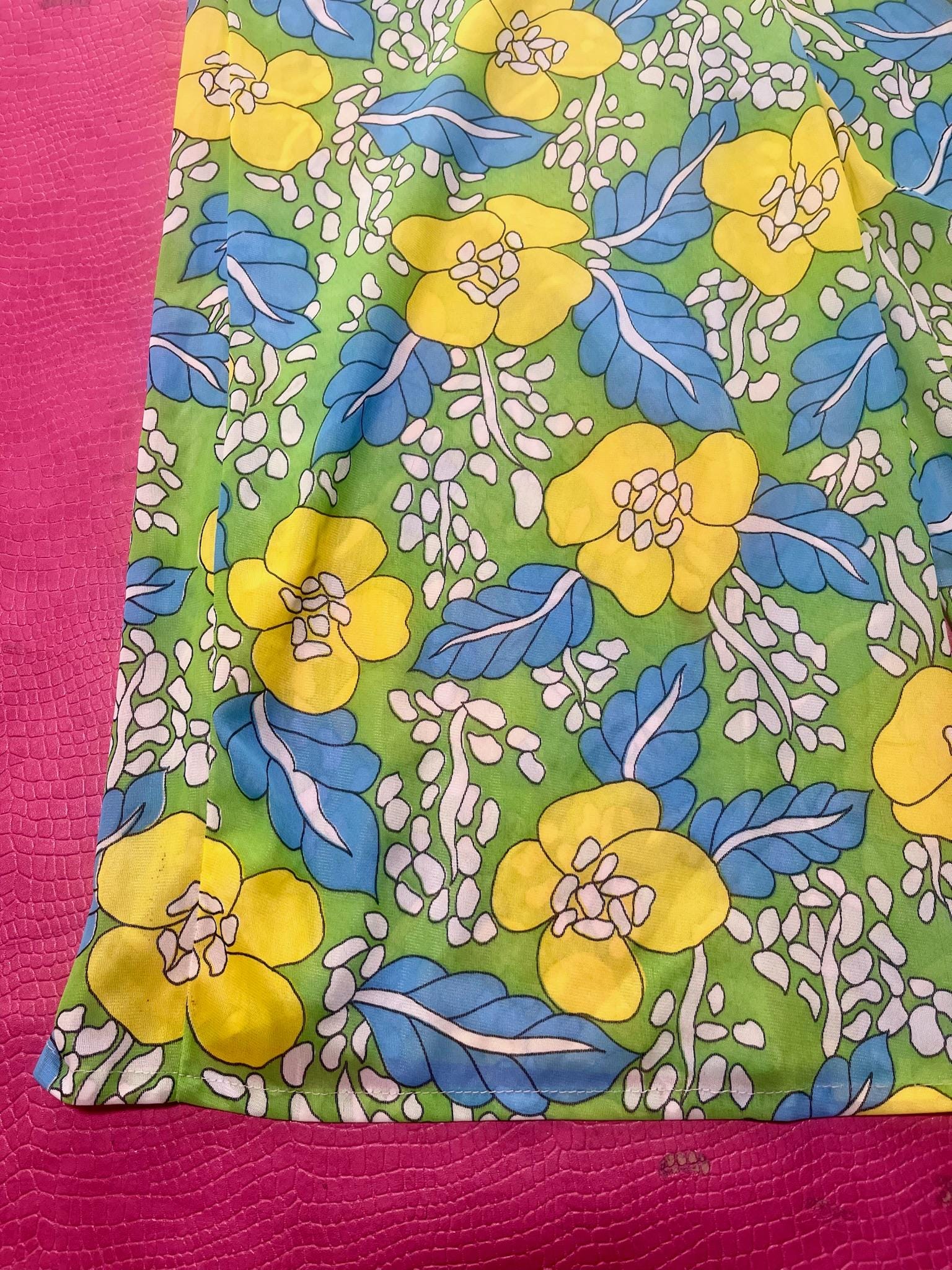 Vintage 60s 70s Nylon Flower Print Jumpsuit - Best Fits Size XS-M