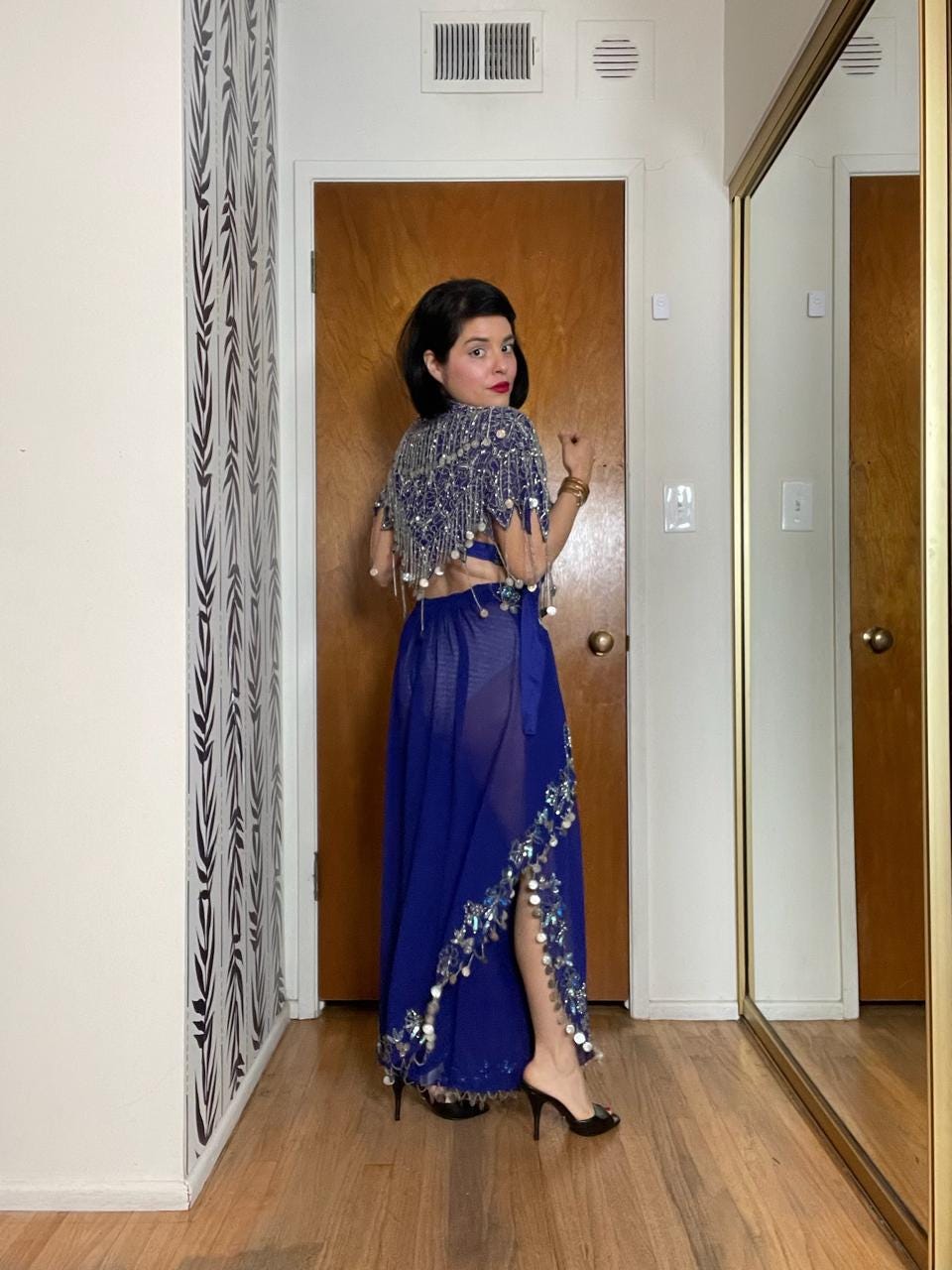 Vintage 60s 70s Blue Belly Dancer Outfit Set - Best Fits Size S-M, Possibly L