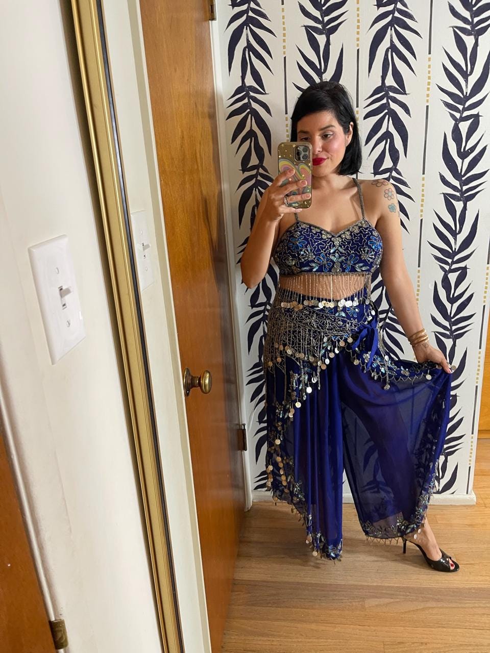 Vintage 60s 70s Blue Belly Dancer Outfit Set - Best Fits Size S-M, Possibly L