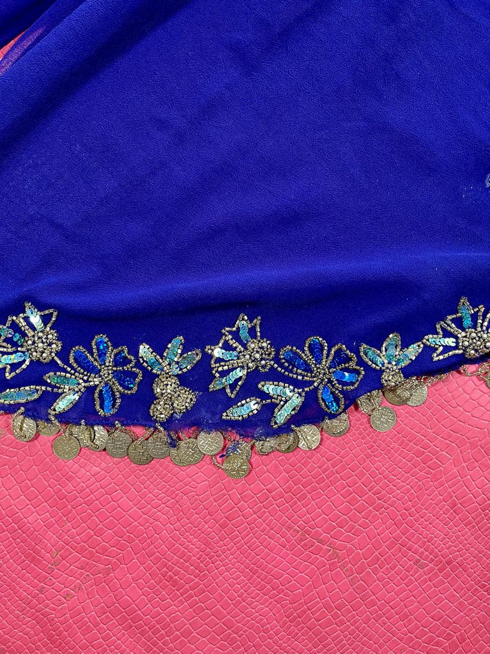 Vintage 60s 70s Blue Belly Dancer Outfit Set - Best Fits Size S-M, Possibly L