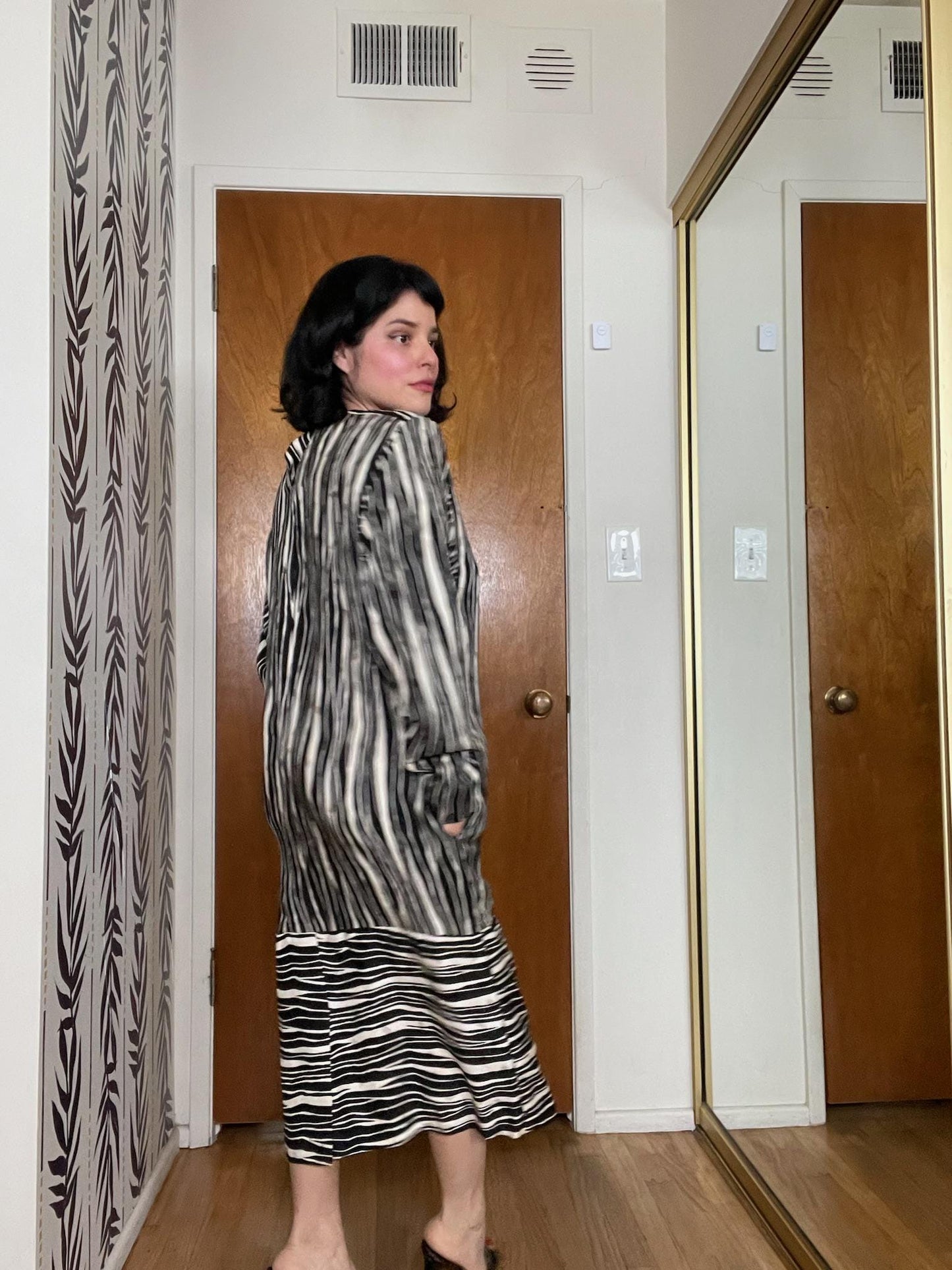 Vintage 80s Liz Claiborne Silk Striped Dress - Best Fits Size L-XL