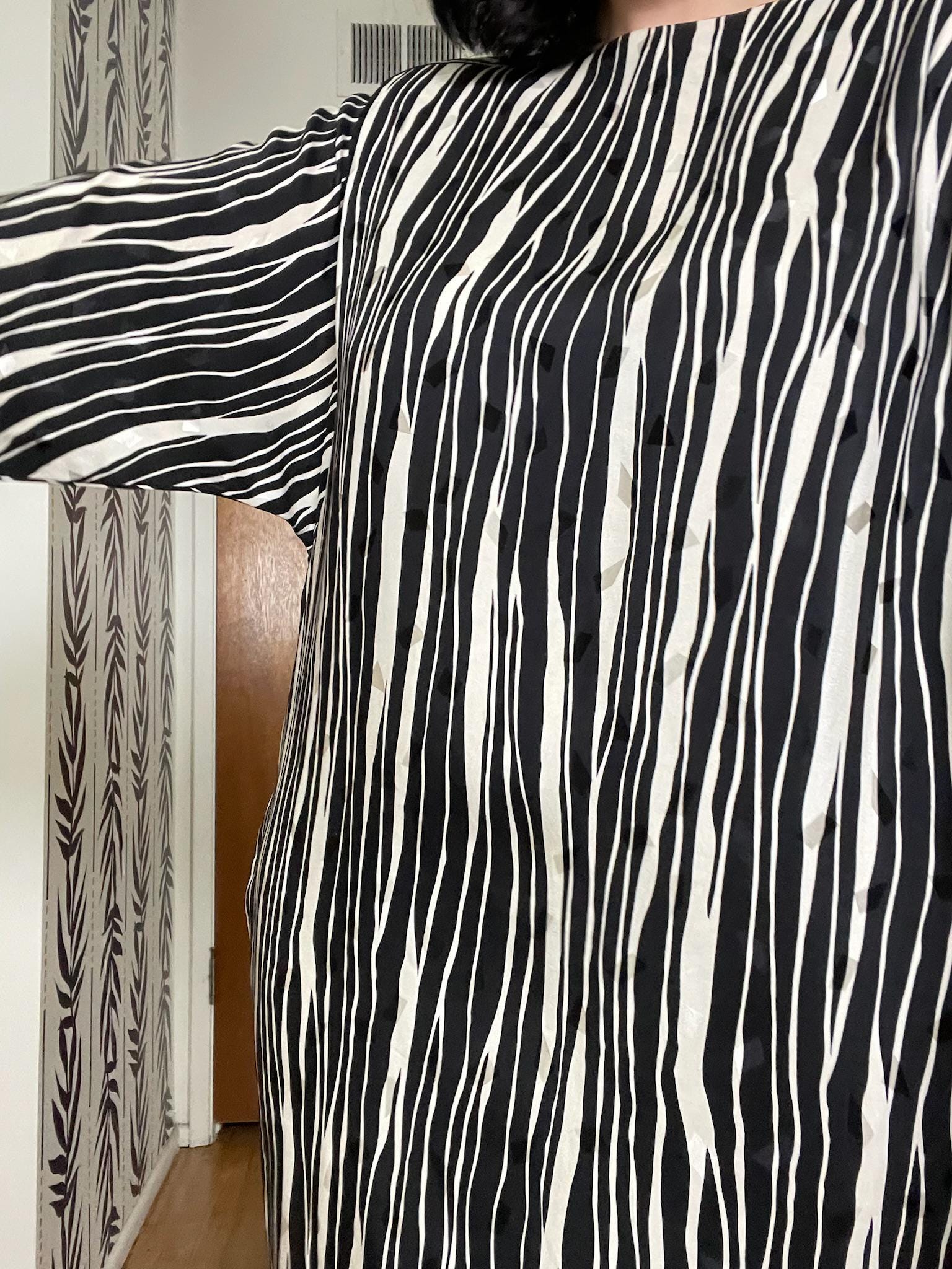 Vintage 80s Liz Claiborne Silk Striped Dress - Best Fits Size L-XL