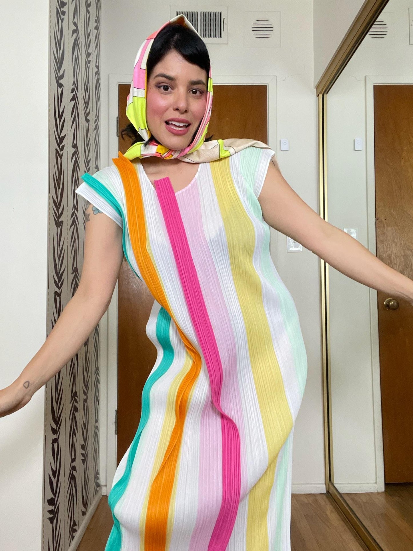 Vintage 80s 90s Made In Japan Origami Style Dress - Fits Most Sizes