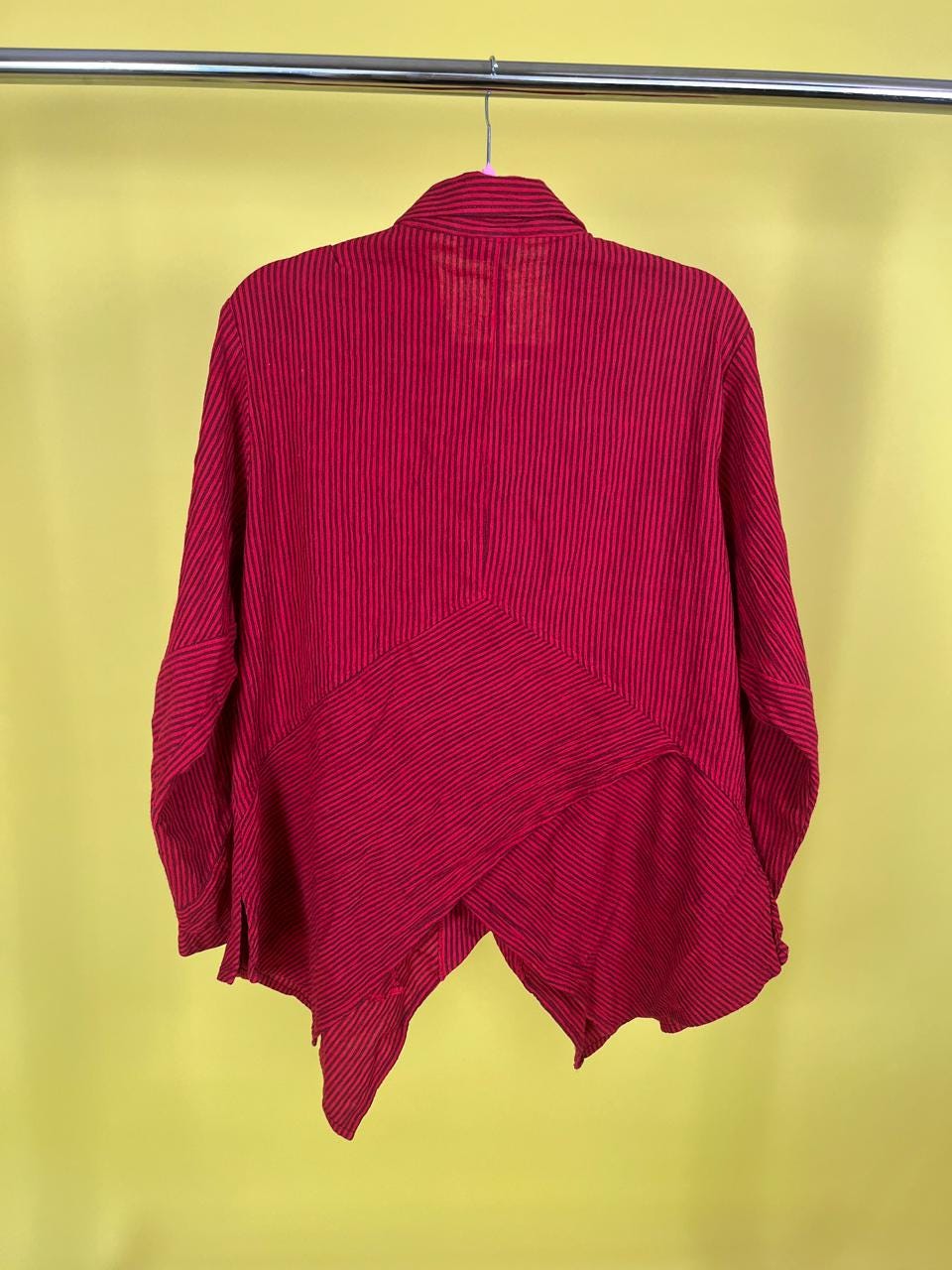 Vintage 80s Red Striped Scarf Blouse - Fits Most Sizes