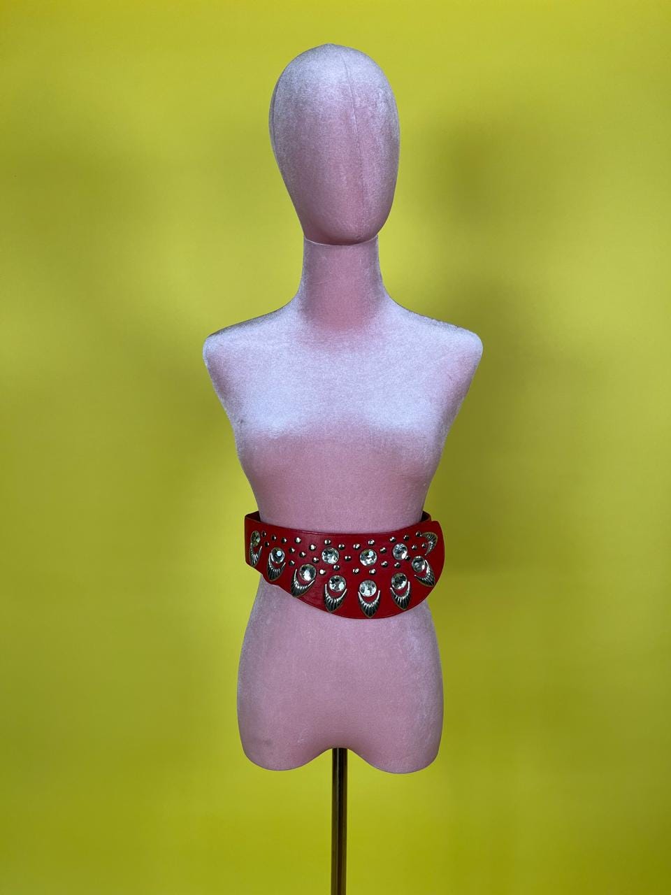 Vintage 80s Studded Red Leather Statement Belt
