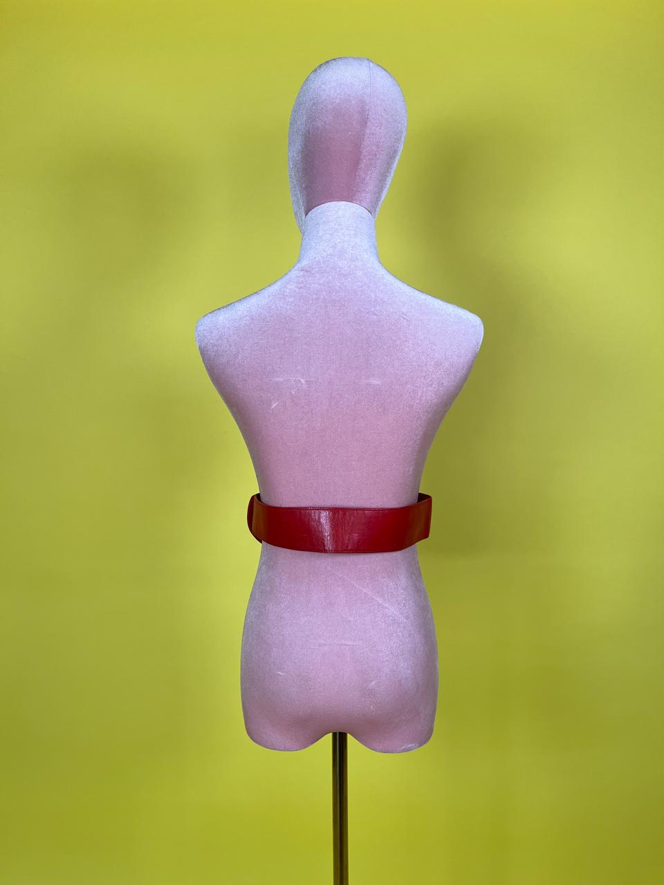 Vintage 80s Studded Red Leather Statement Belt