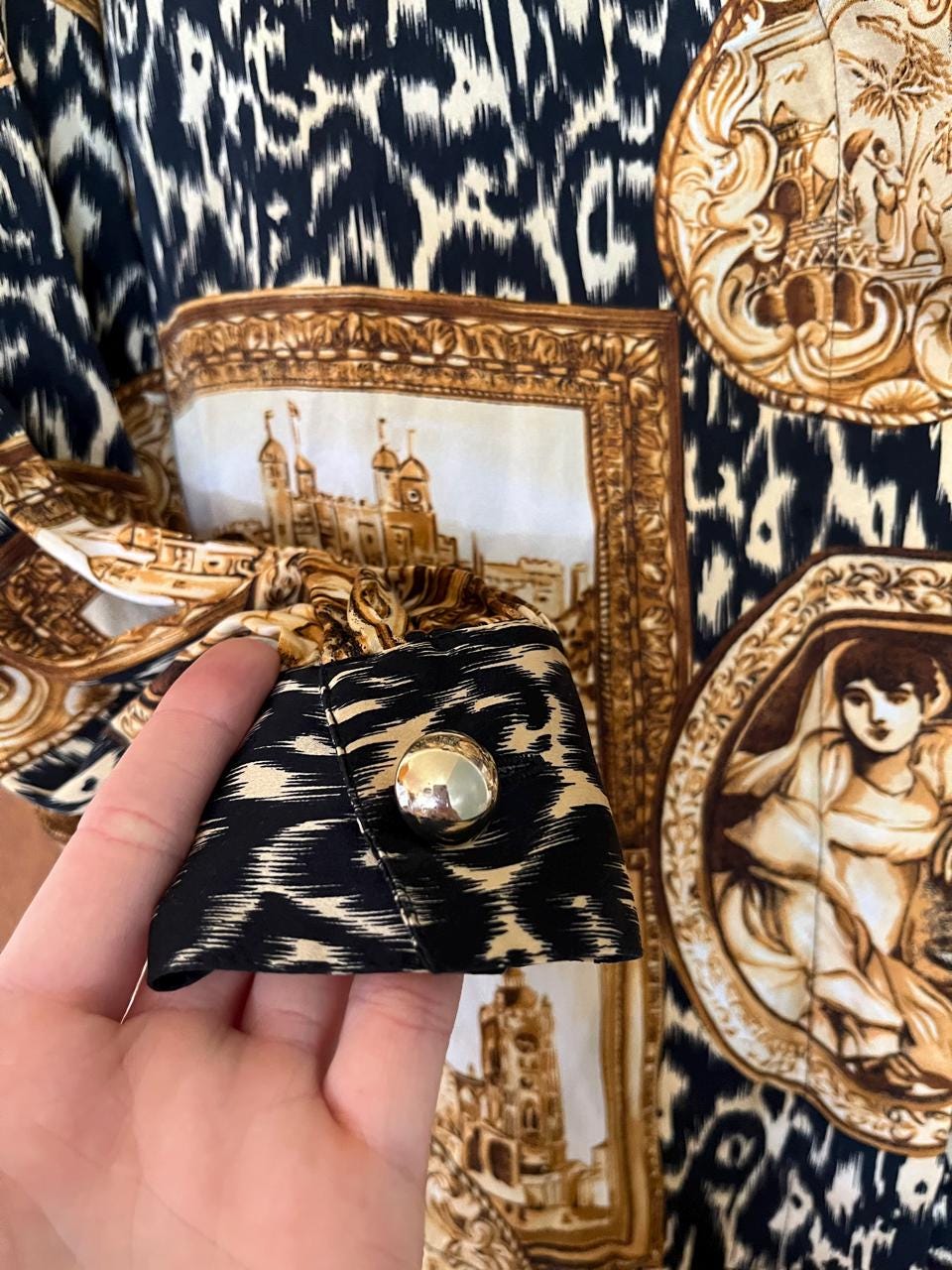 Vintage 80s Framed Art Print Blouse - Best Fits Size XS-M, Possibly L