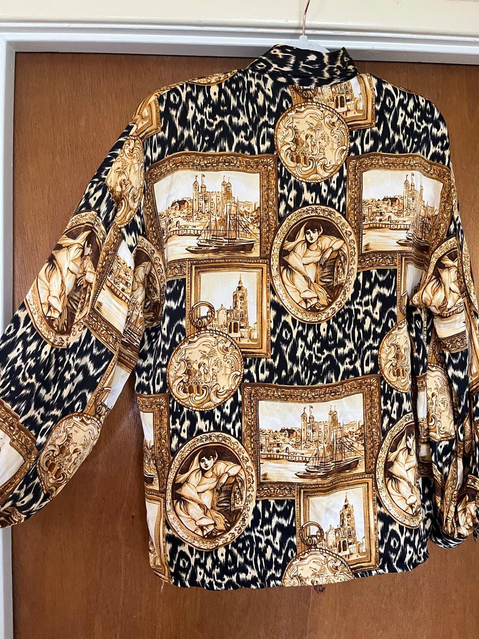 Vintage 80s Framed Art Print Blouse - Best Fits Size XS-M, Possibly L