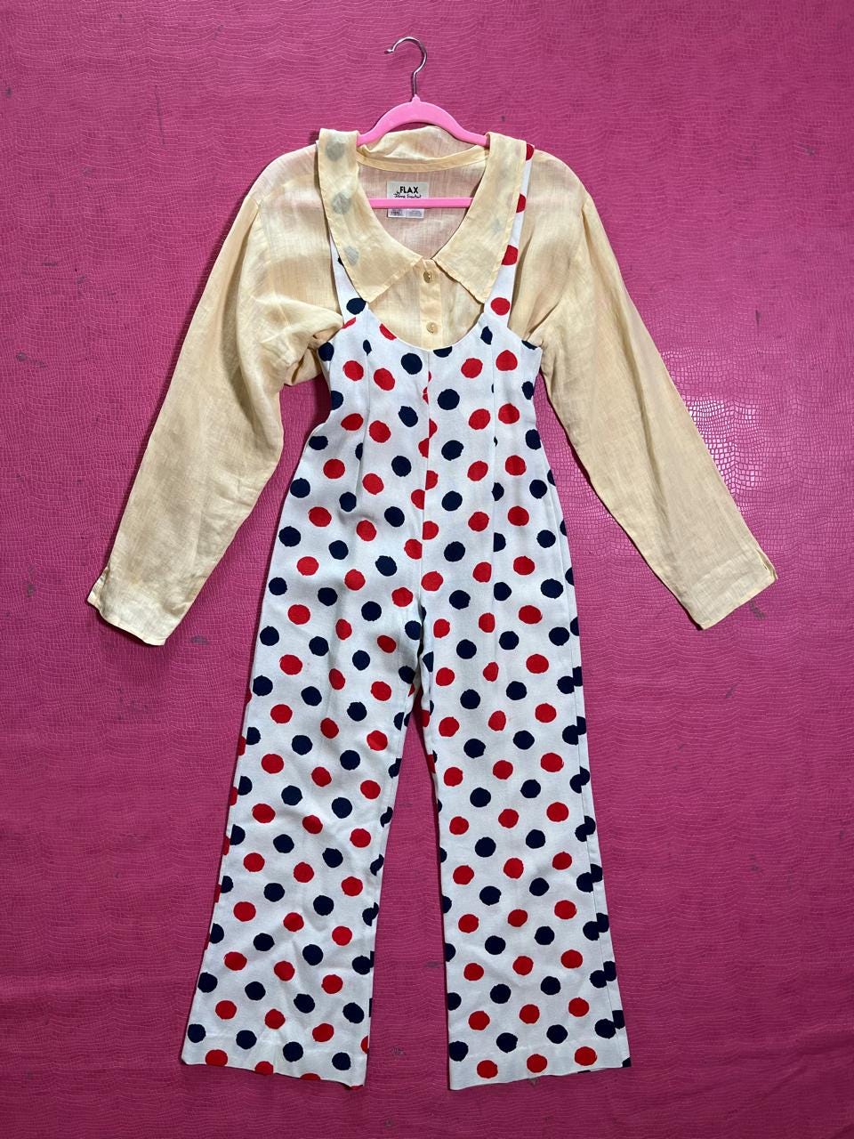 Vintage 60s Polka Dot Mod Jumpsuit - Fits Size XS-S, Possibly M