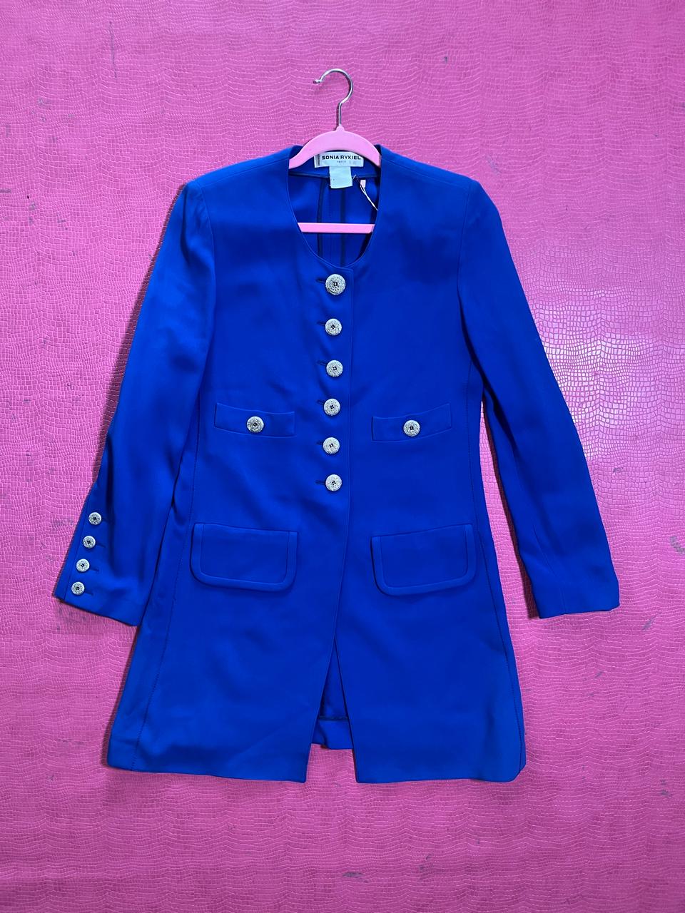 Vintage 80s 90s "Sonia Rykiel Paris" Blue Blazer Dress - Best Fits Size XS-M