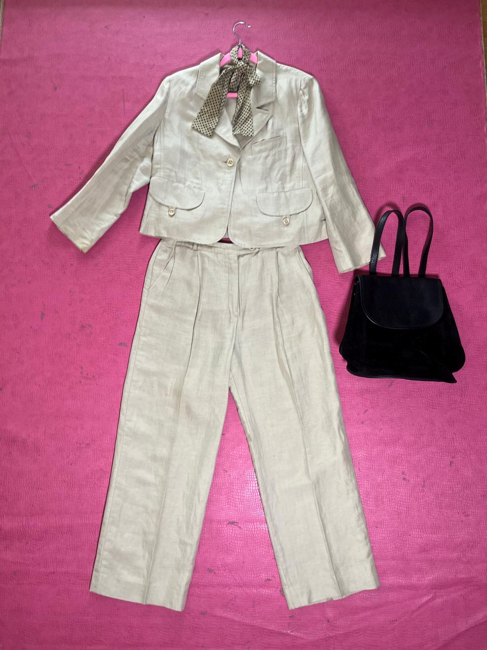 Vintage 80s "Sonia Rykiel" Beige Pant Suit - Best Fits Size XS-M